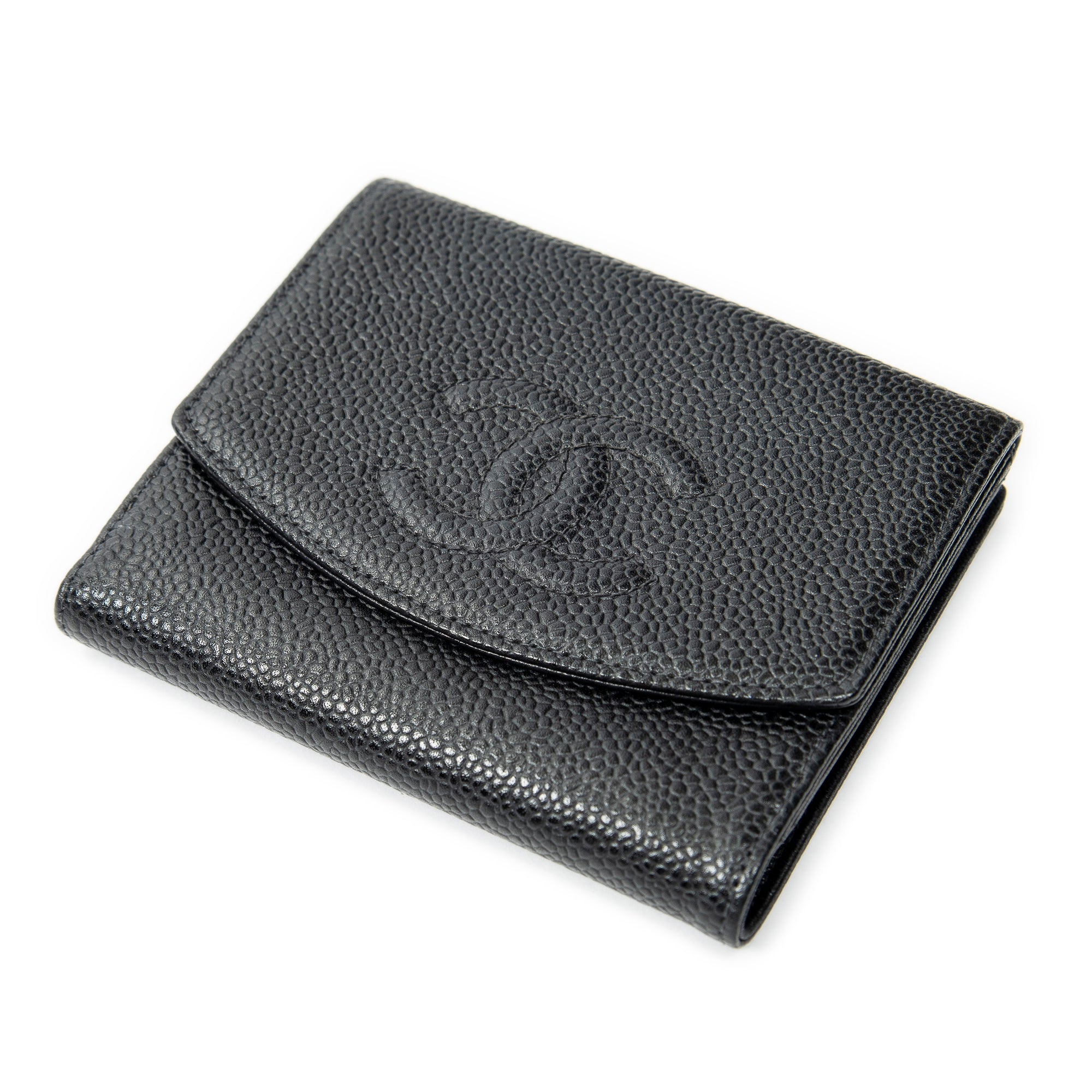 Wallet Timeless Compact Bifold Wallet Black Caviar Leather