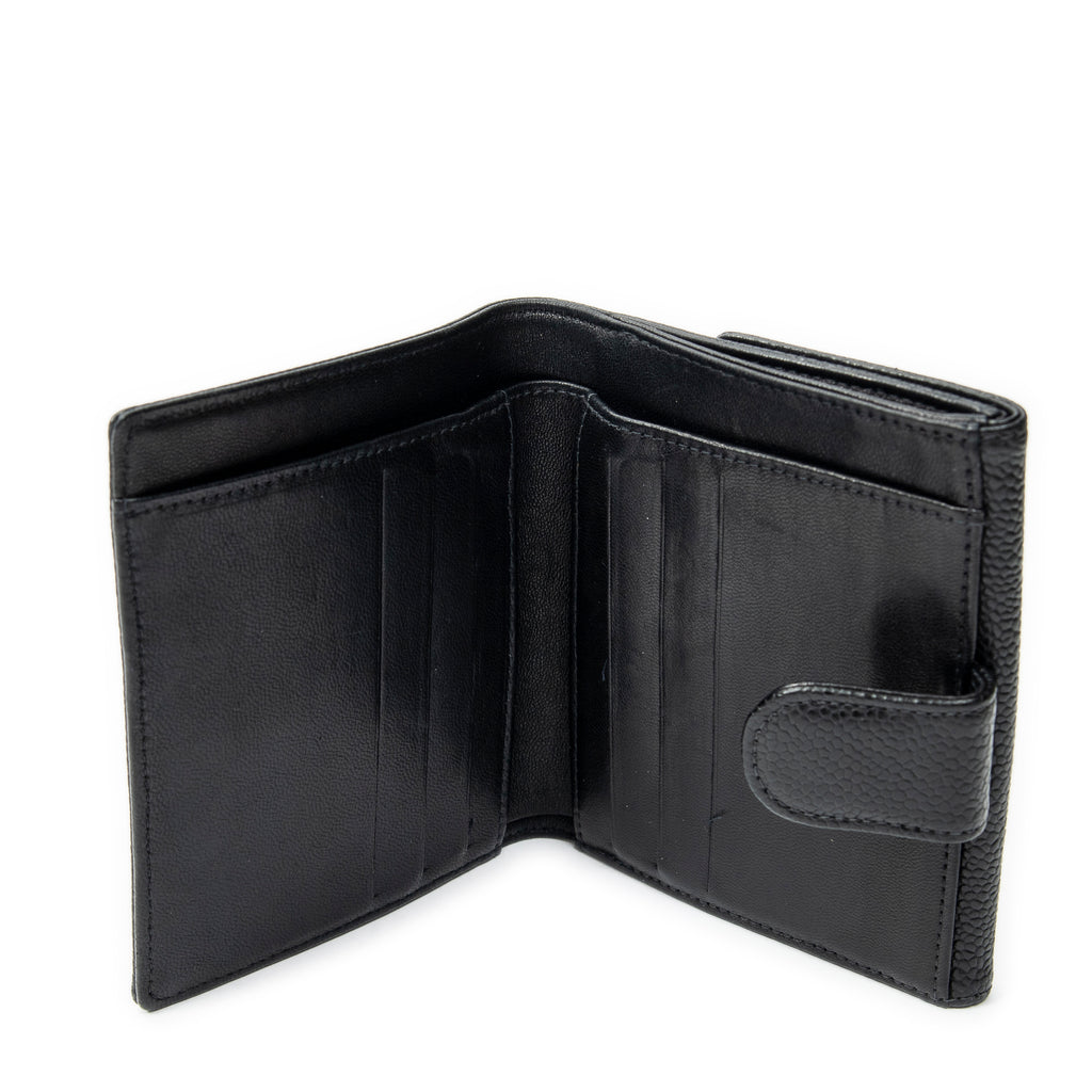 Wallet Timeless Compact Bifold Wallet Black Caviar Leather