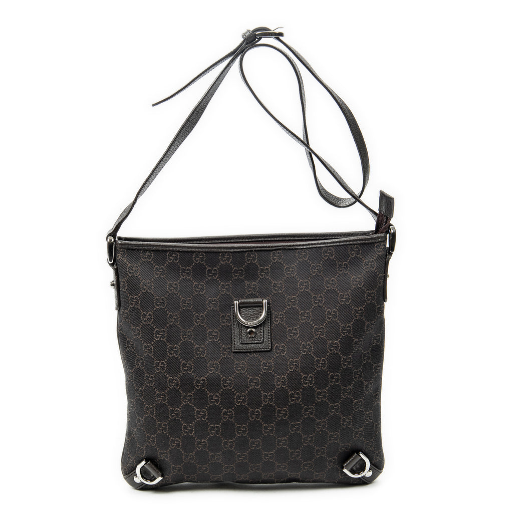 Shoulder Bag Abbey D-Ring Crossbody Dark Brown Monogrammed Denim Canvas
