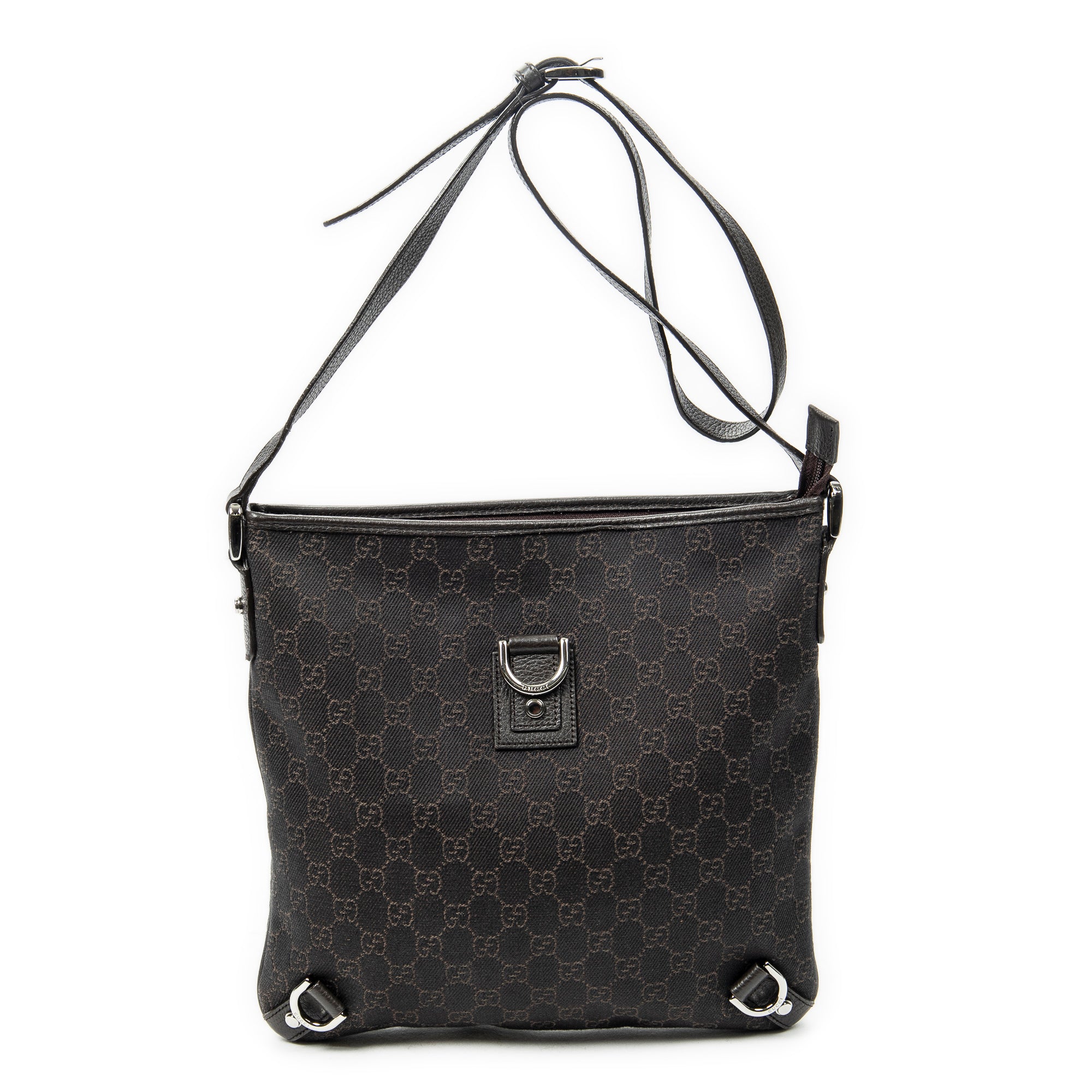 Shoulder Bag Abbey D-Ring Crossbody Dark Brown Monogrammed Denim Canvas
