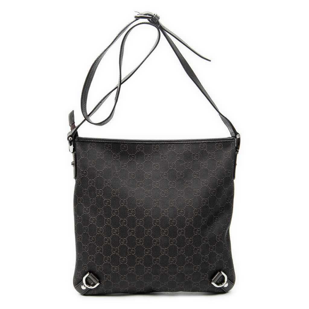 Shoulder Bag Abbey D-Ring Crossbody Dark Brown Monogrammed Denim Canvas