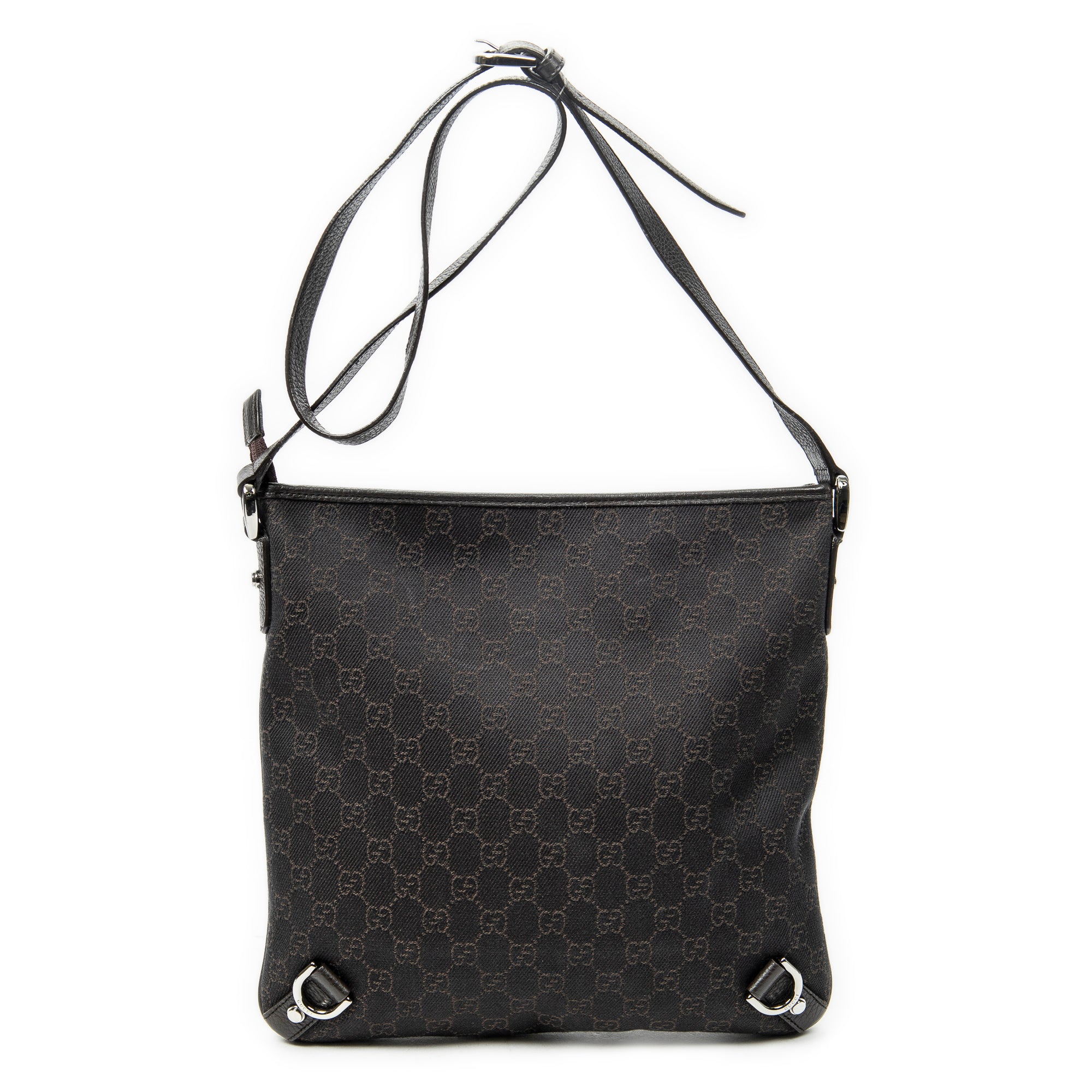 Shoulder Bag Abbey D-Ring Crossbody Dark Brown Monogrammed Denim Canvas