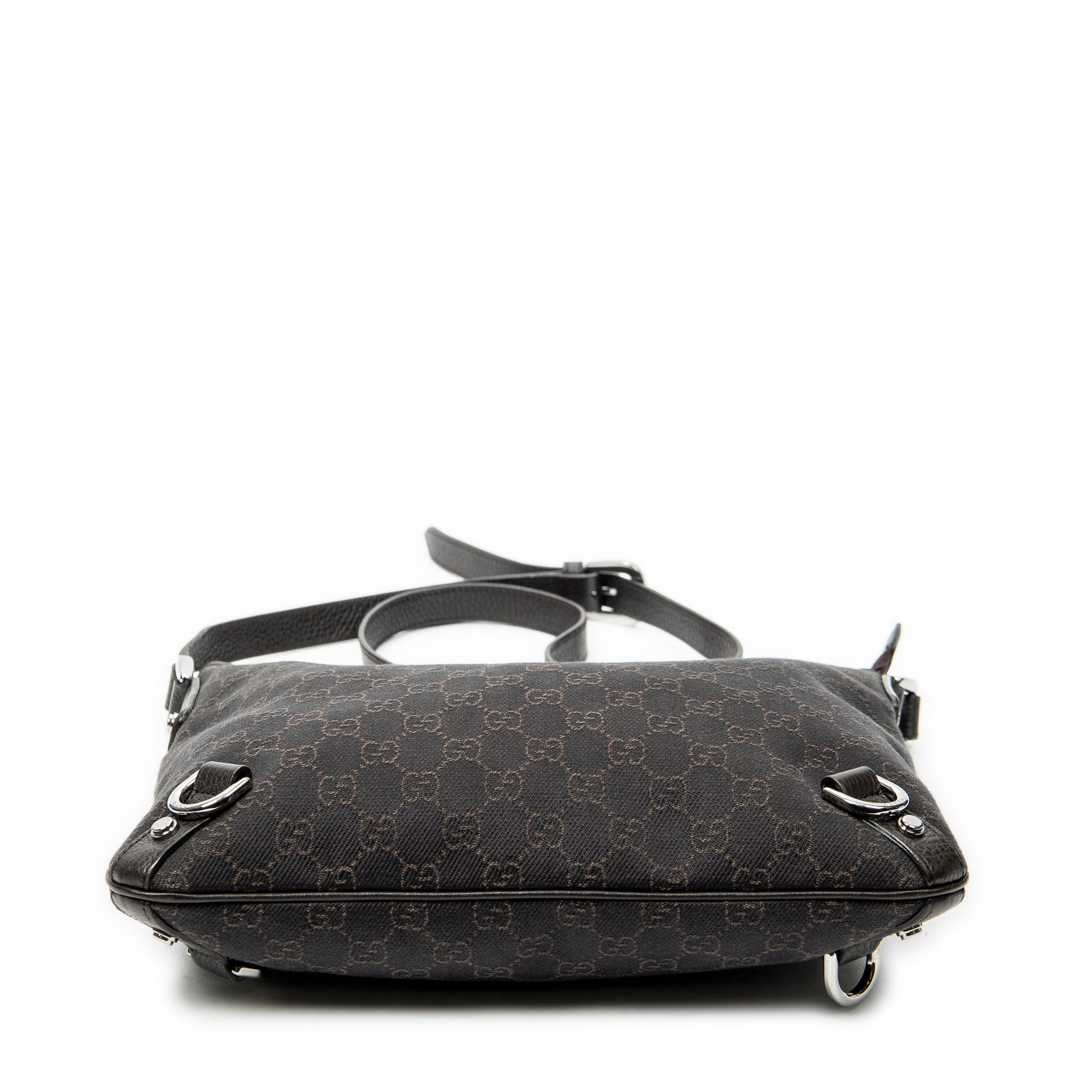 Shoulder Bag Abbey D-Ring Crossbody Dark Brown Monogrammed Denim Canvas