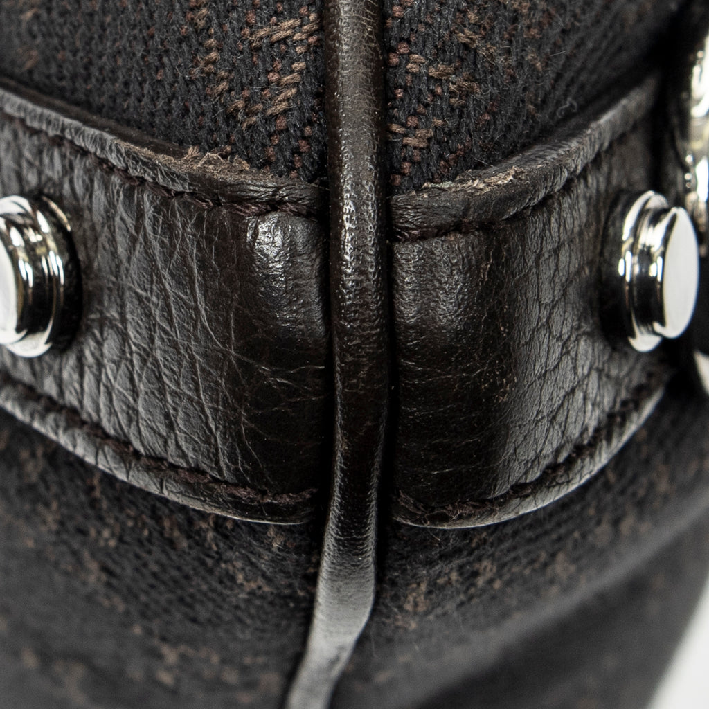 Shoulder Bag Abbey D-Ring Crossbody Dark Brown Monogrammed Denim Canvas