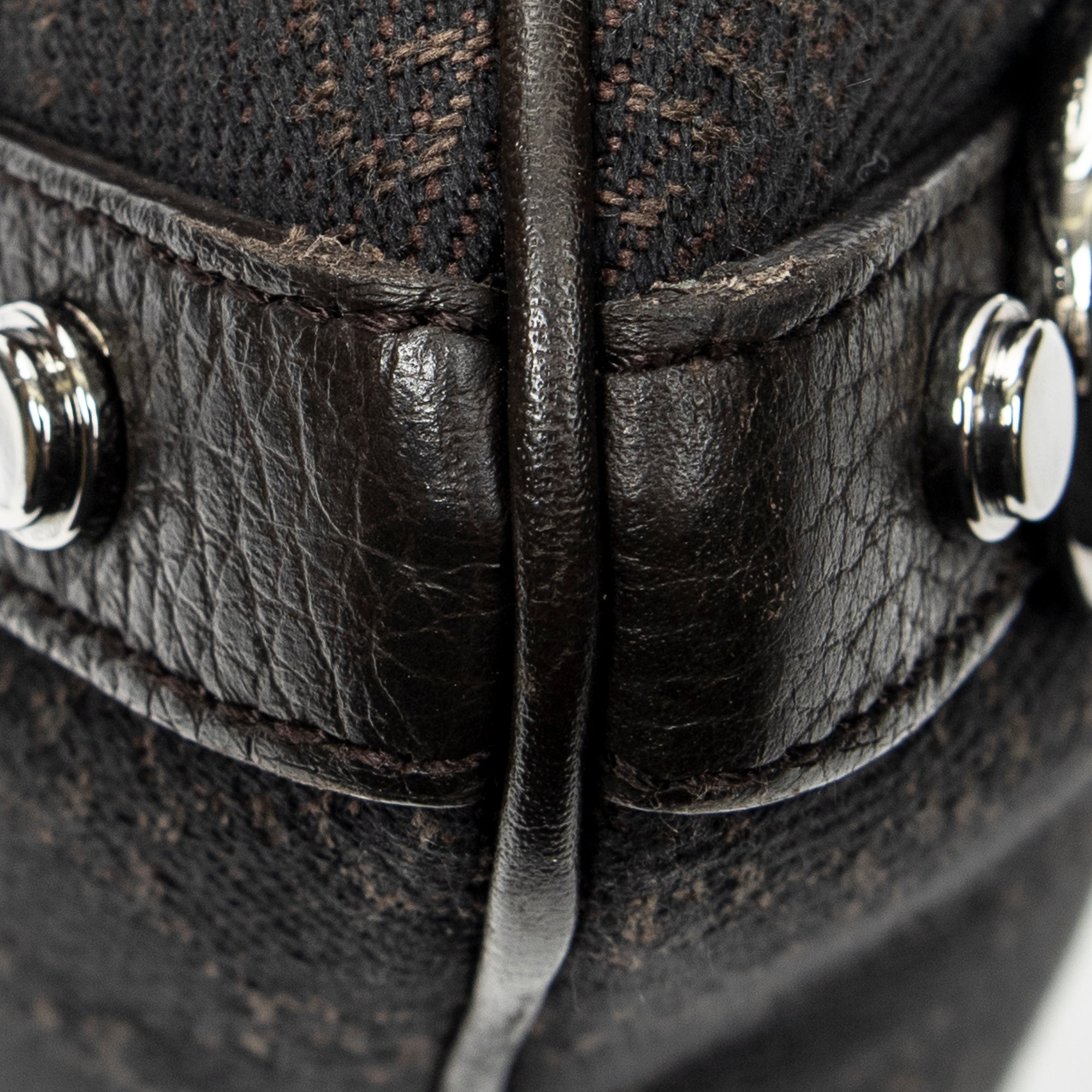 Shoulder Bag Abbey D-Ring Crossbody Dark Brown Monogrammed Denim Canvas
