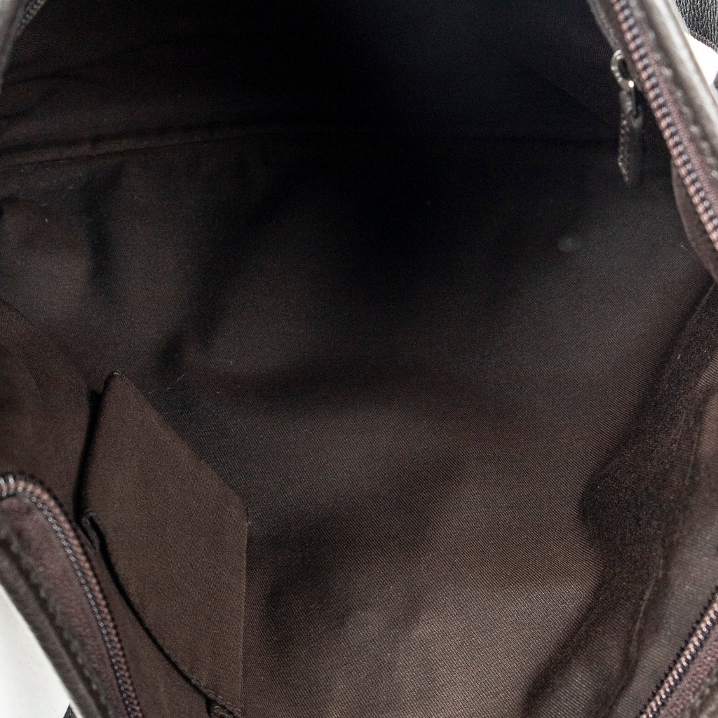 Shoulder Bag Abbey D-Ring Crossbody Dark Brown Monogrammed Denim Canvas