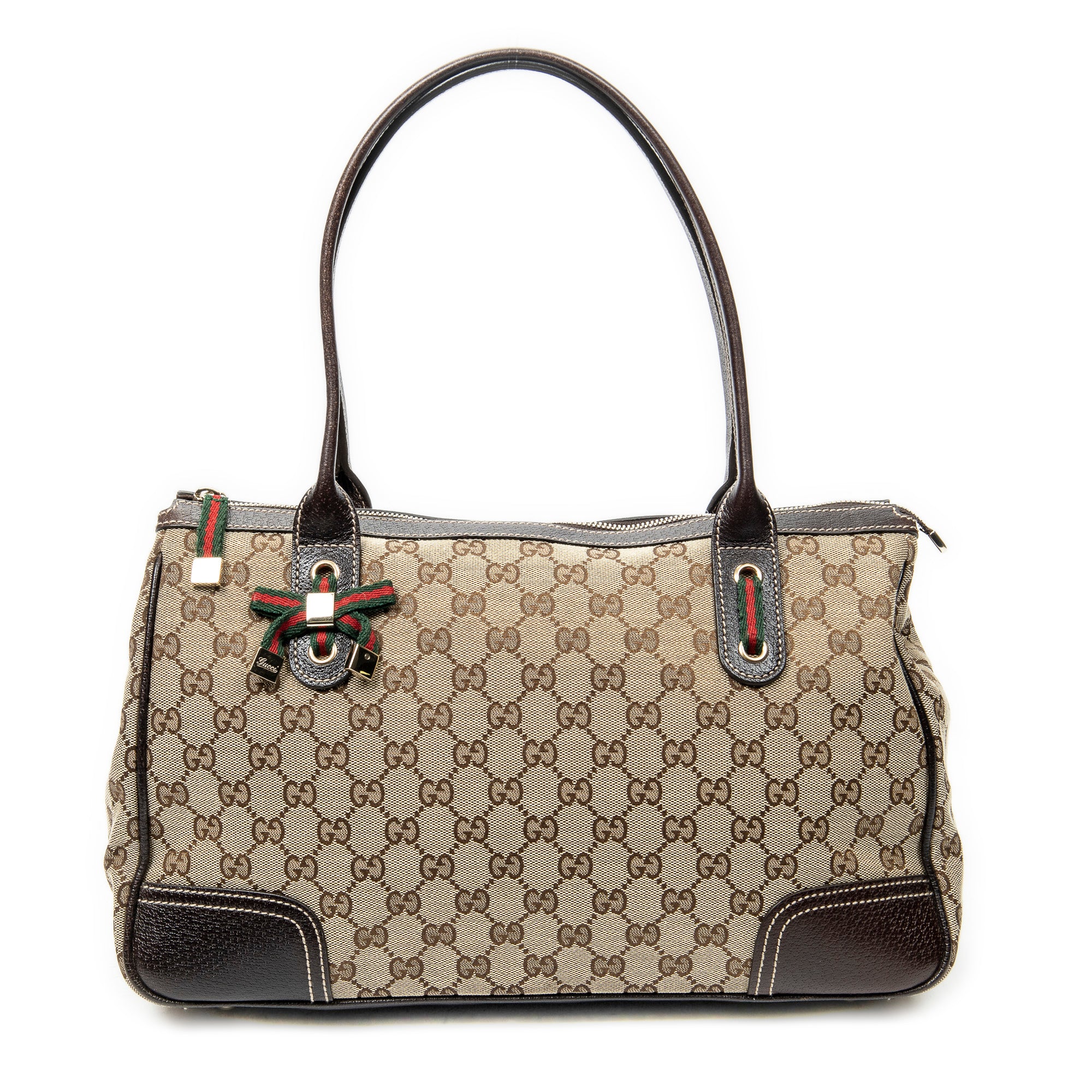 Shoulder Bag Medium Web Princy Tote Brown Monogrammed Canvas