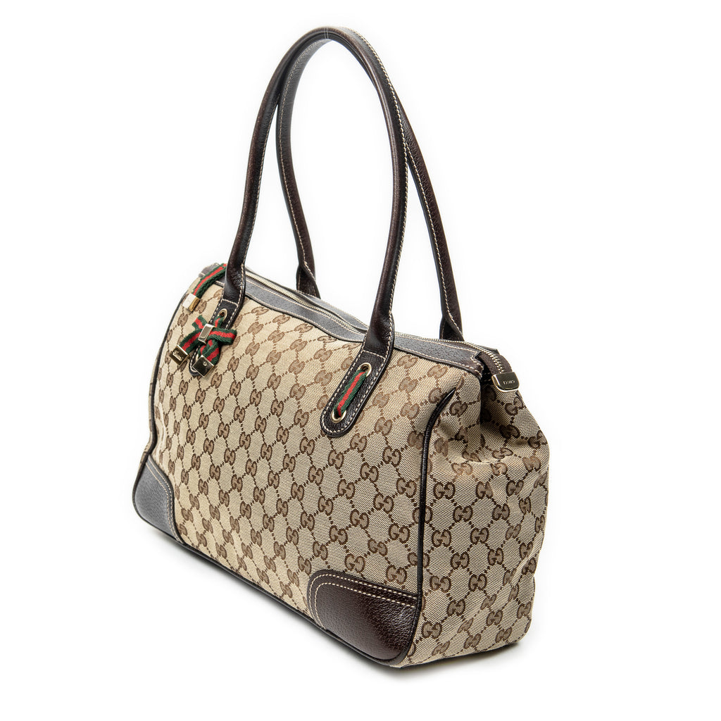 Shoulder Bag Medium Web Princy Tote Brown Monogrammed Canvas