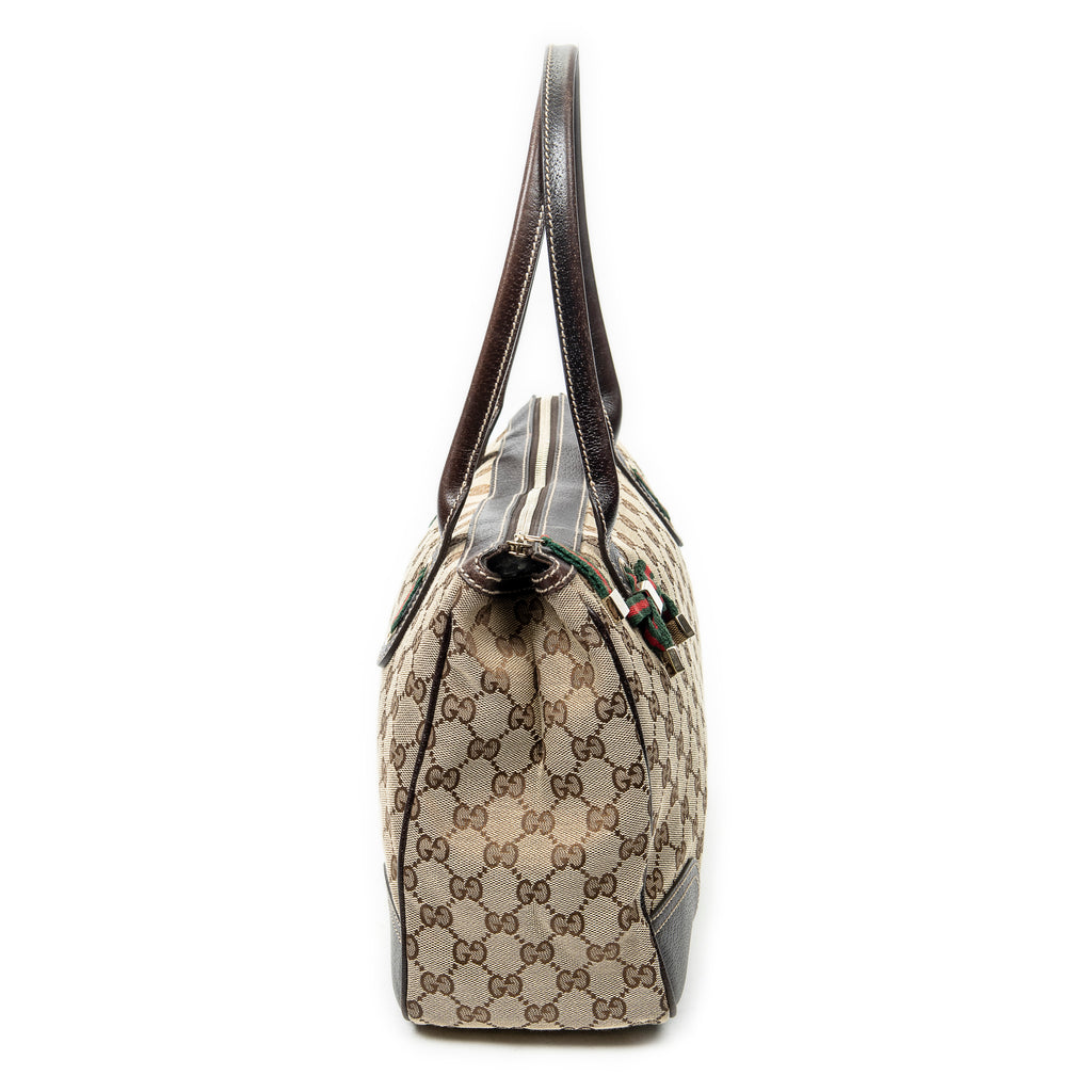 Shoulder Bag Medium Web Princy Tote Brown Monogrammed Canvas