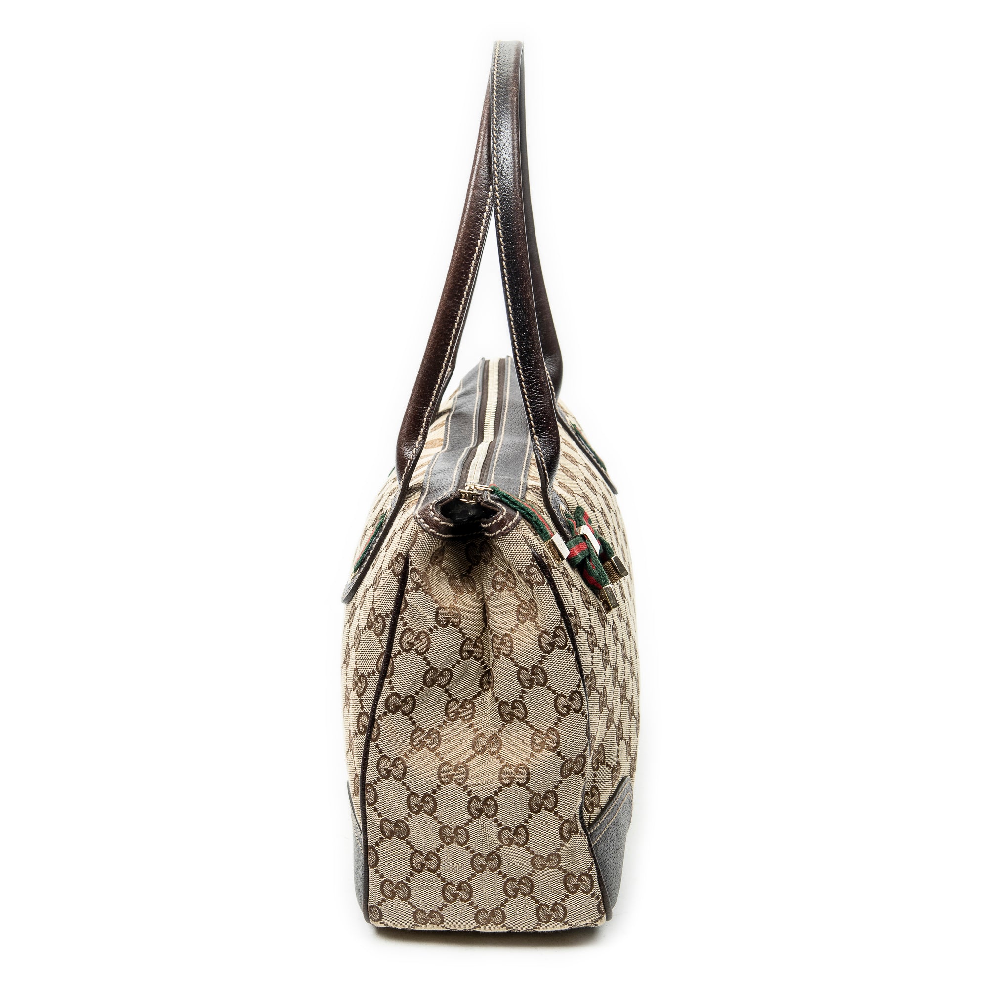 Shoulder Bag Medium Web Princy Tote Brown Monogrammed Canvas