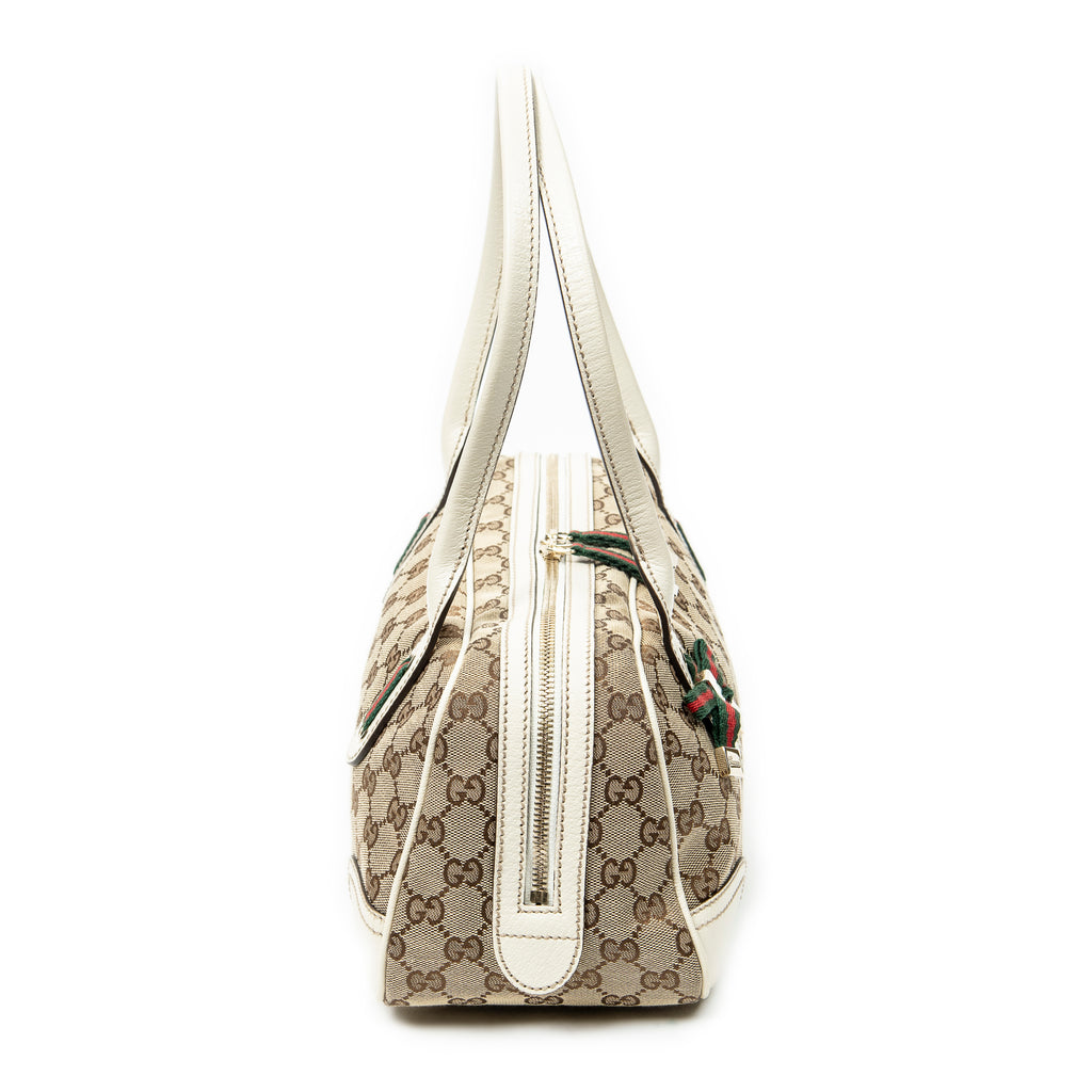 Shoulder Bag Web Princy Boston White Monogrammed Canvas