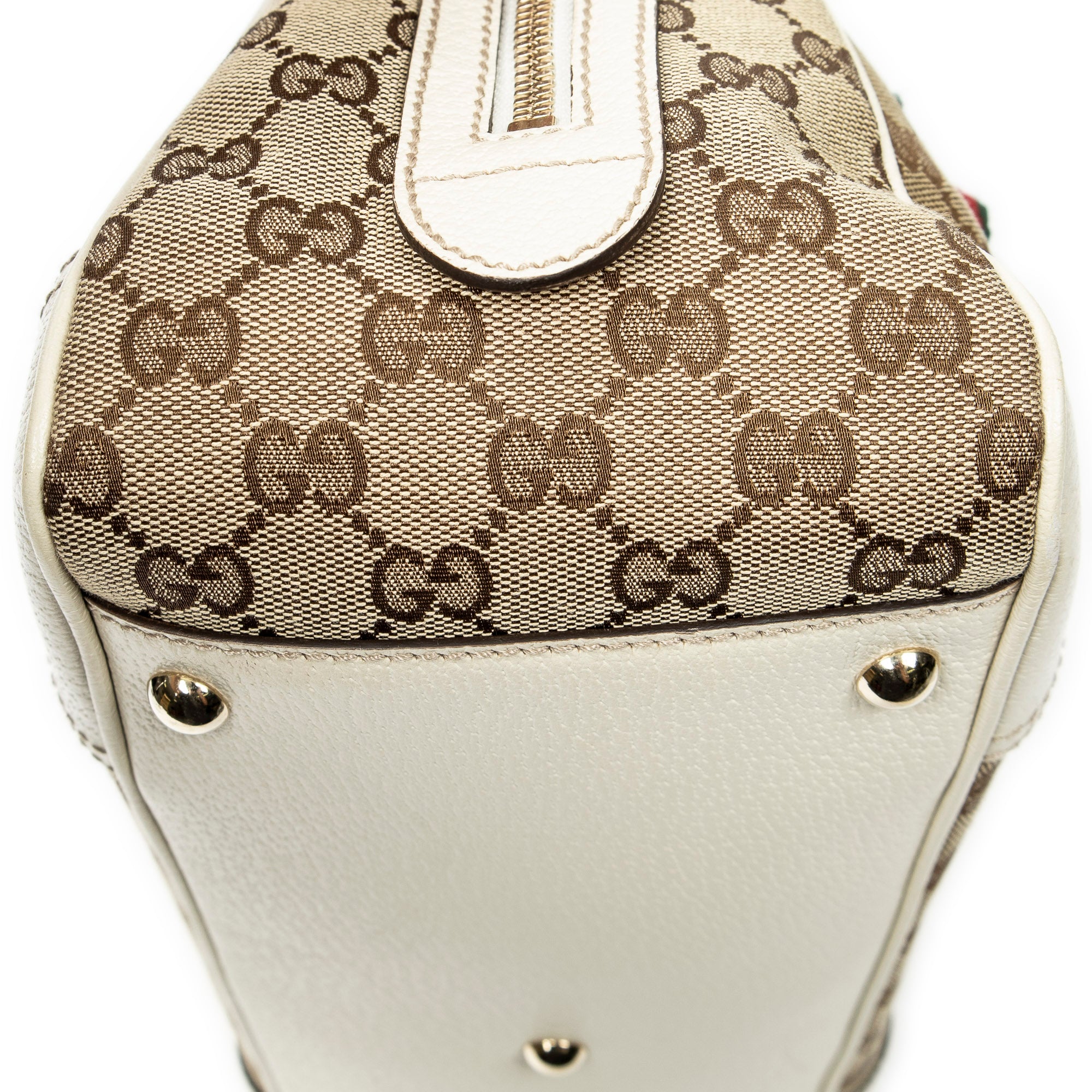 Shoulder Bag Web Princy Boston White Monogrammed Canvas