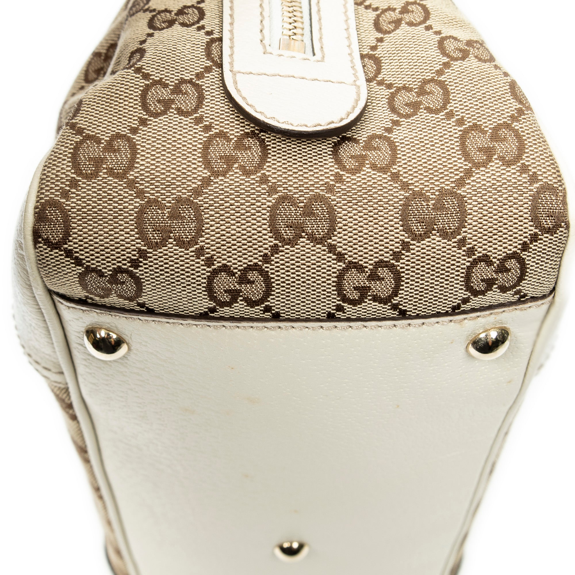 Sac bandoulière Web Princy Boston toile monogrammée blanche