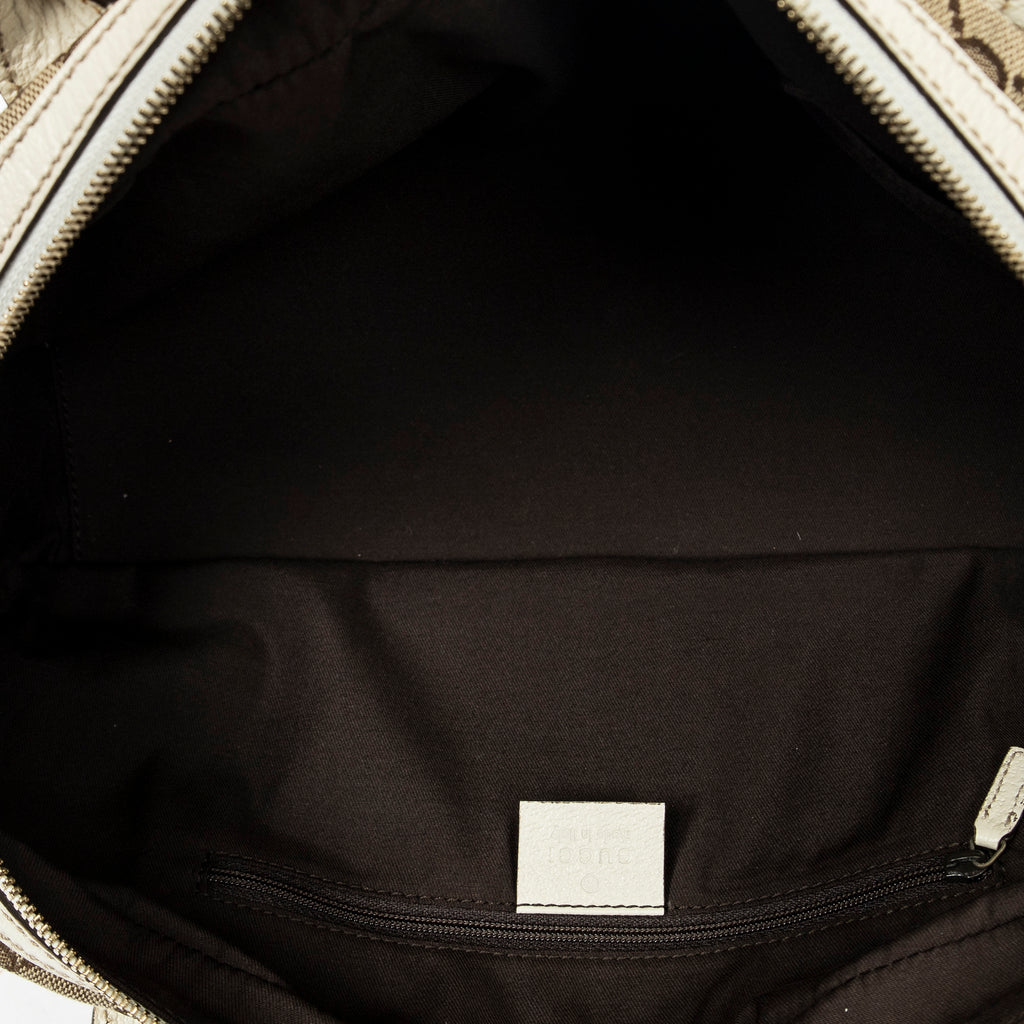Shoulder Bag Web Princy Boston White Monogrammed Canvas