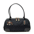 Shoulder Bag Web Princy Boston Black Monogrammed Canvas