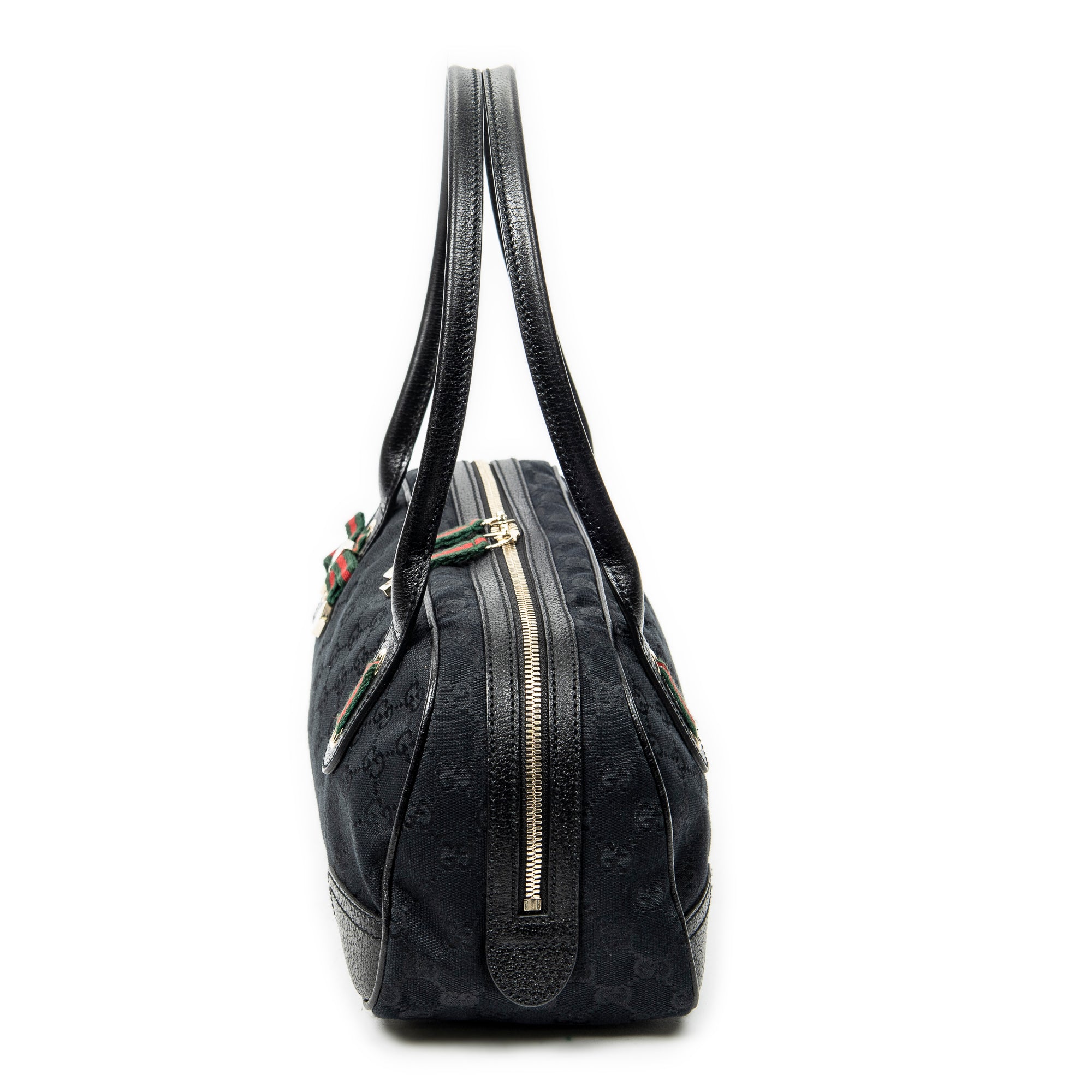 Shoulder Bag Web Princy Boston Black Monogrammed Canvas
