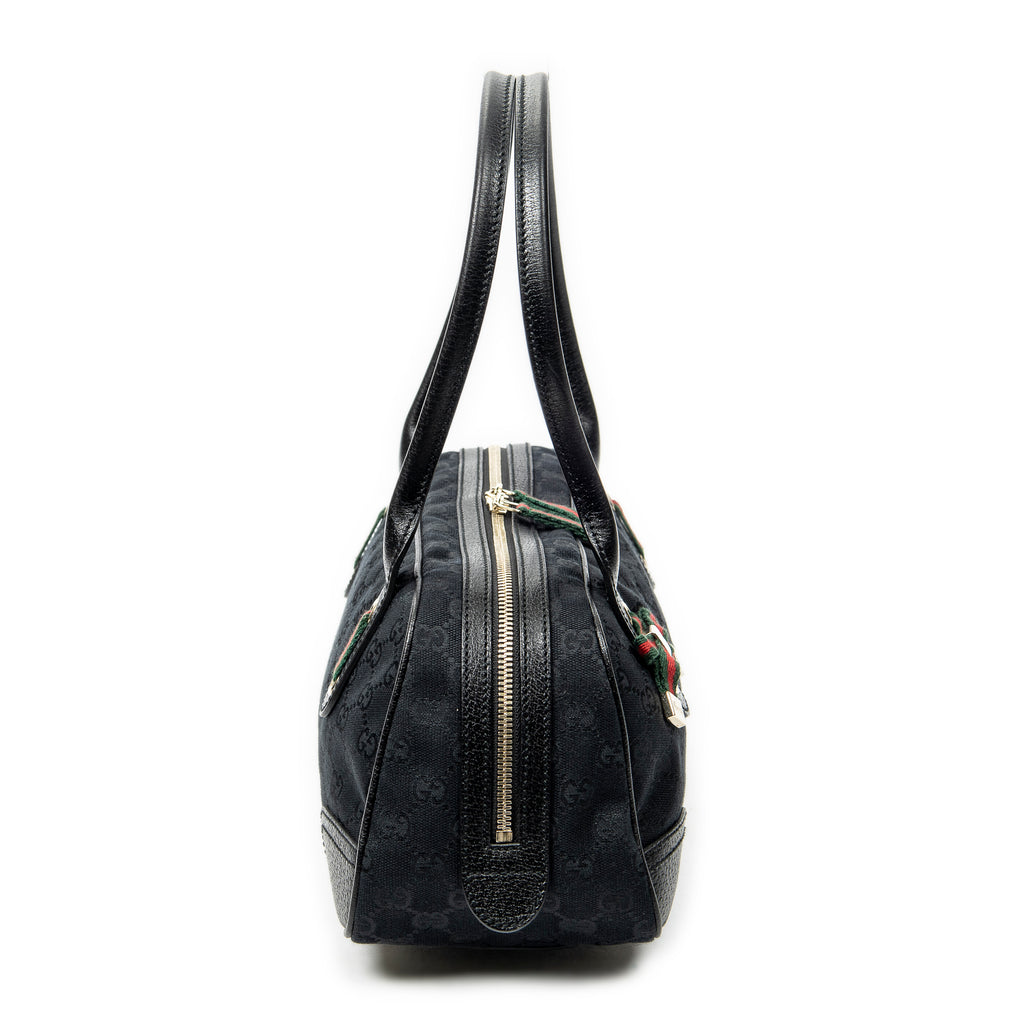 Shoulder Bag Web Princy Boston Black Monogrammed Canvas