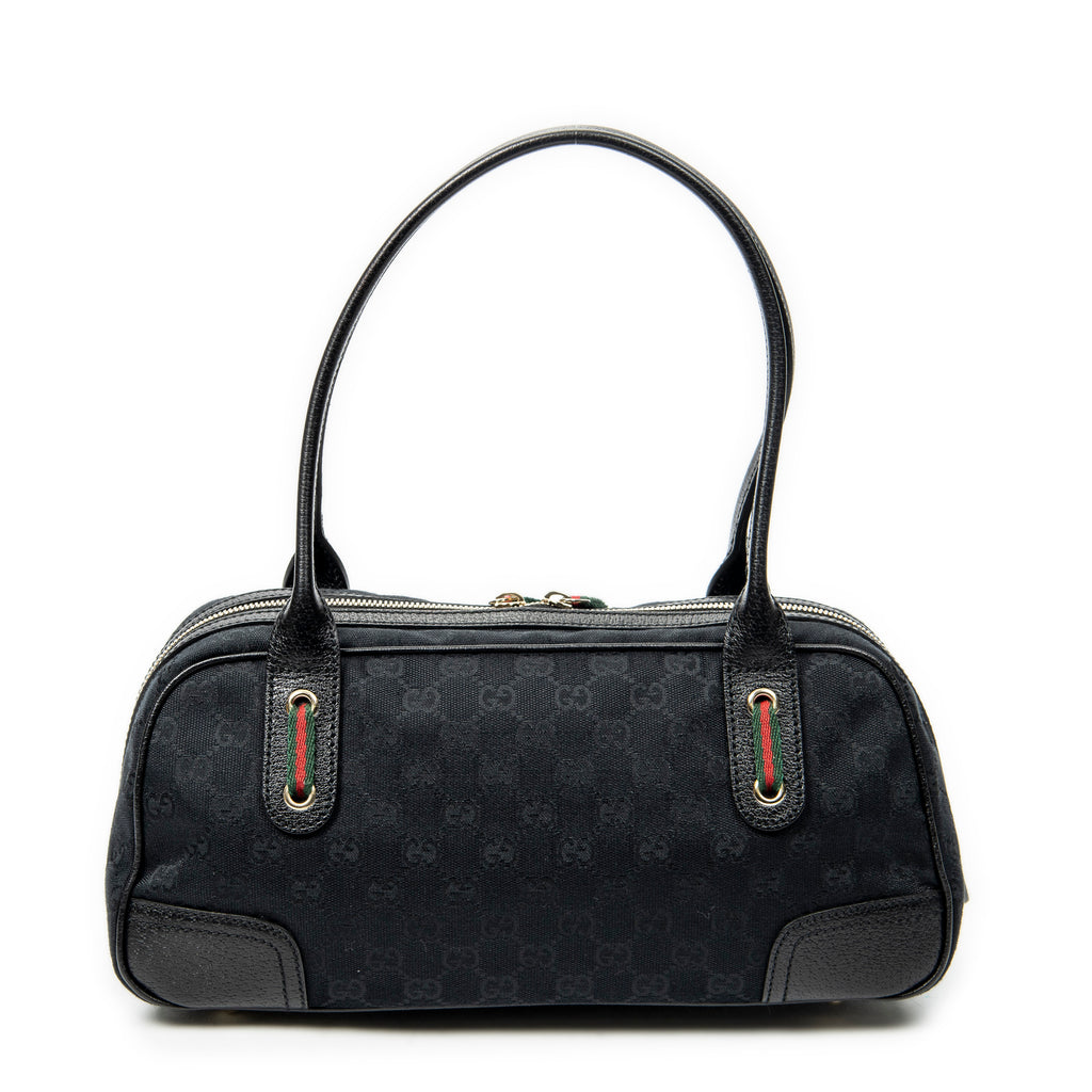Shoulder Bag Web Princy Boston Black Monogrammed Canvas