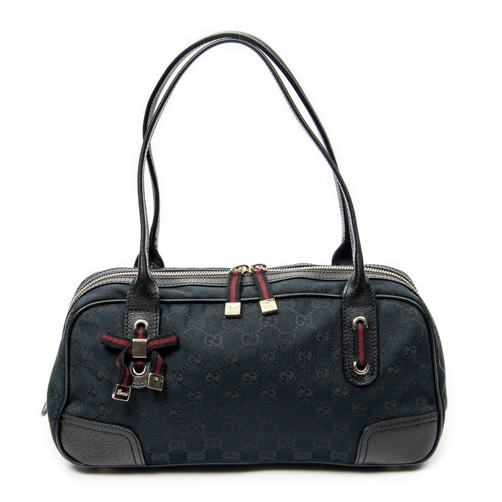 Shoulder Bag Web Princy Boston Black Monogrammed Canvas