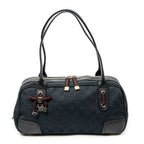 Shoulder Bag Web Princy Boston Black Monogrammed Canvas