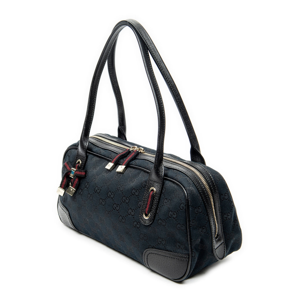 Shoulder Bag Web Princy Boston Black Monogrammed Canvas