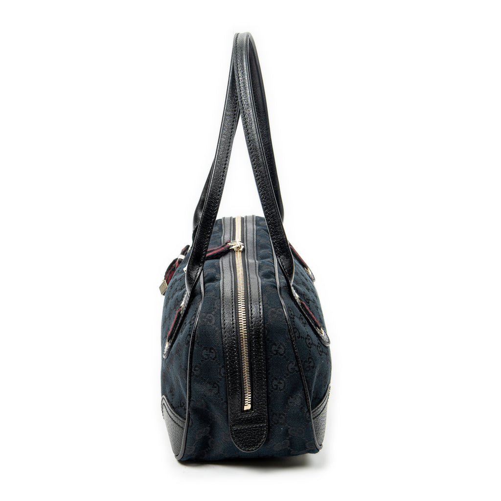 Shoulder Bag Web Princy Boston Black Monogrammed Canvas