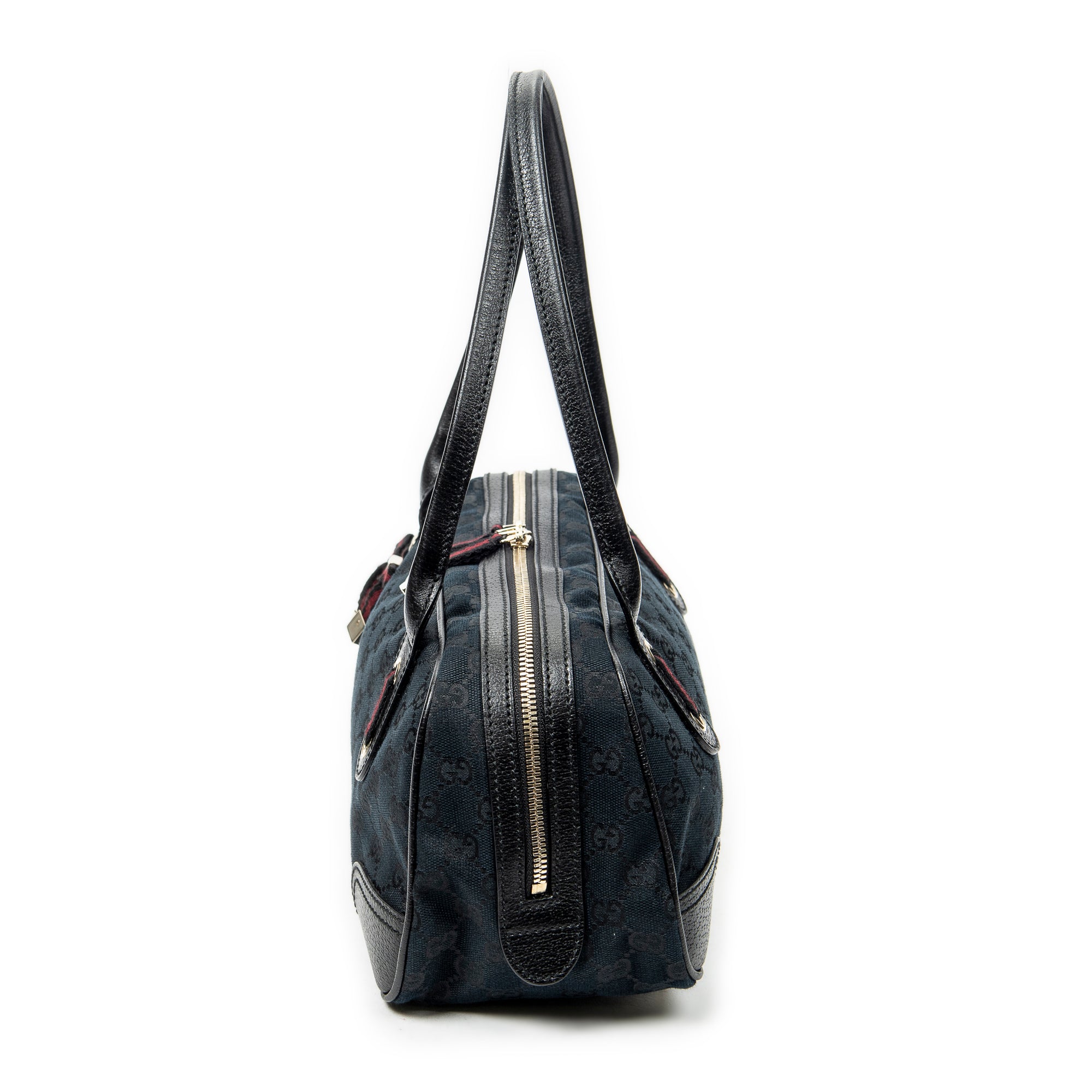 Shoulder Bag Web Princy Boston Black Monogrammed Canvas