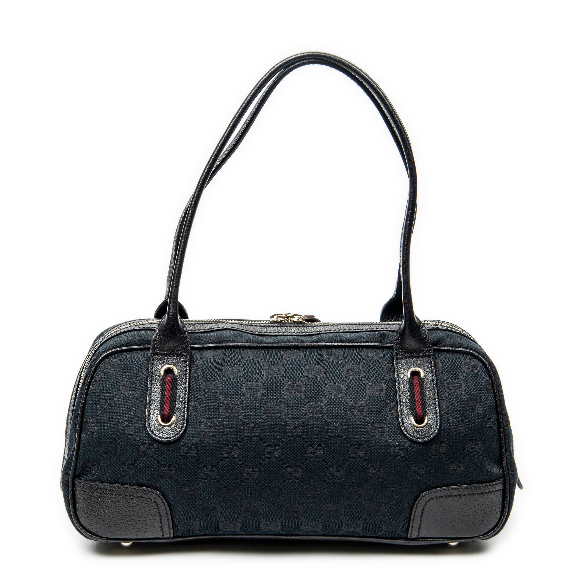 Shoulder Bag Web Princy Boston Black Monogrammed Canvas