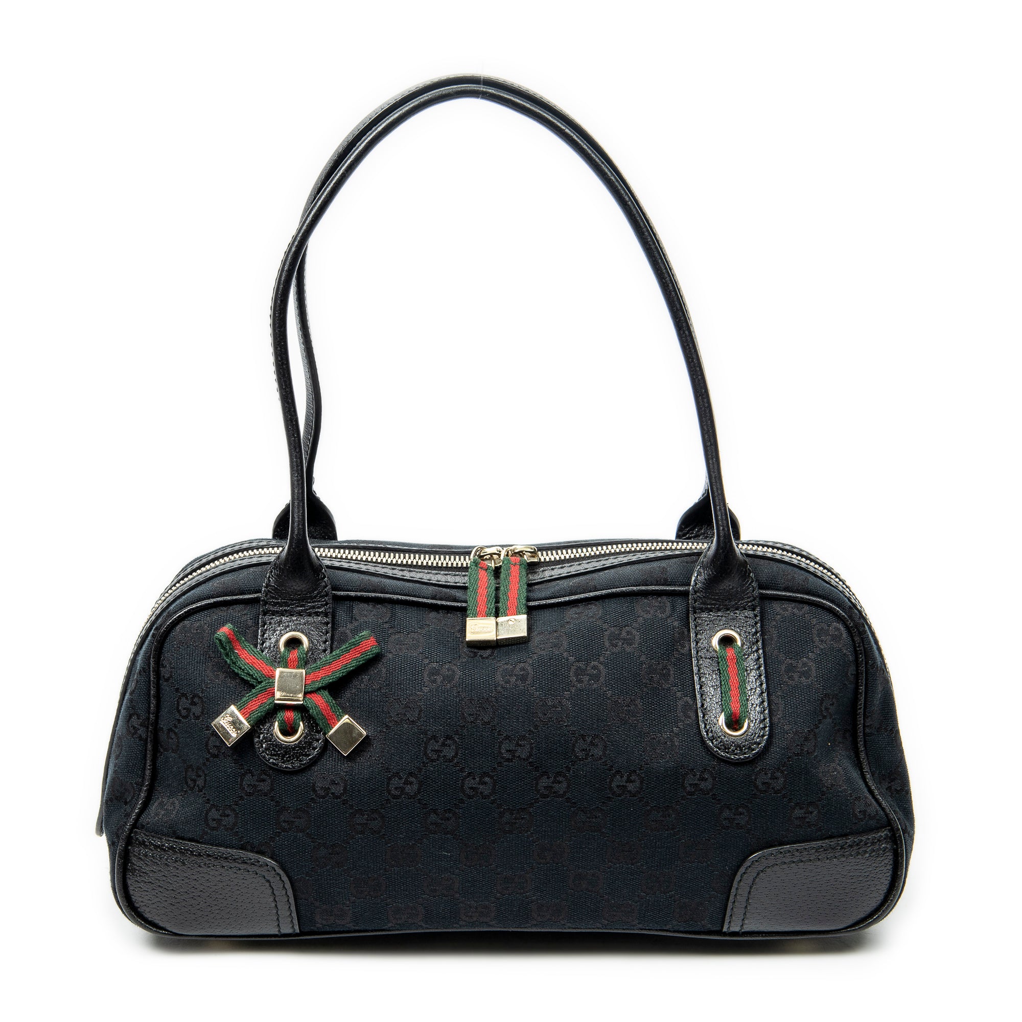 Shoulder Bag Web Princy Boston Black Monogrammed Canvas
