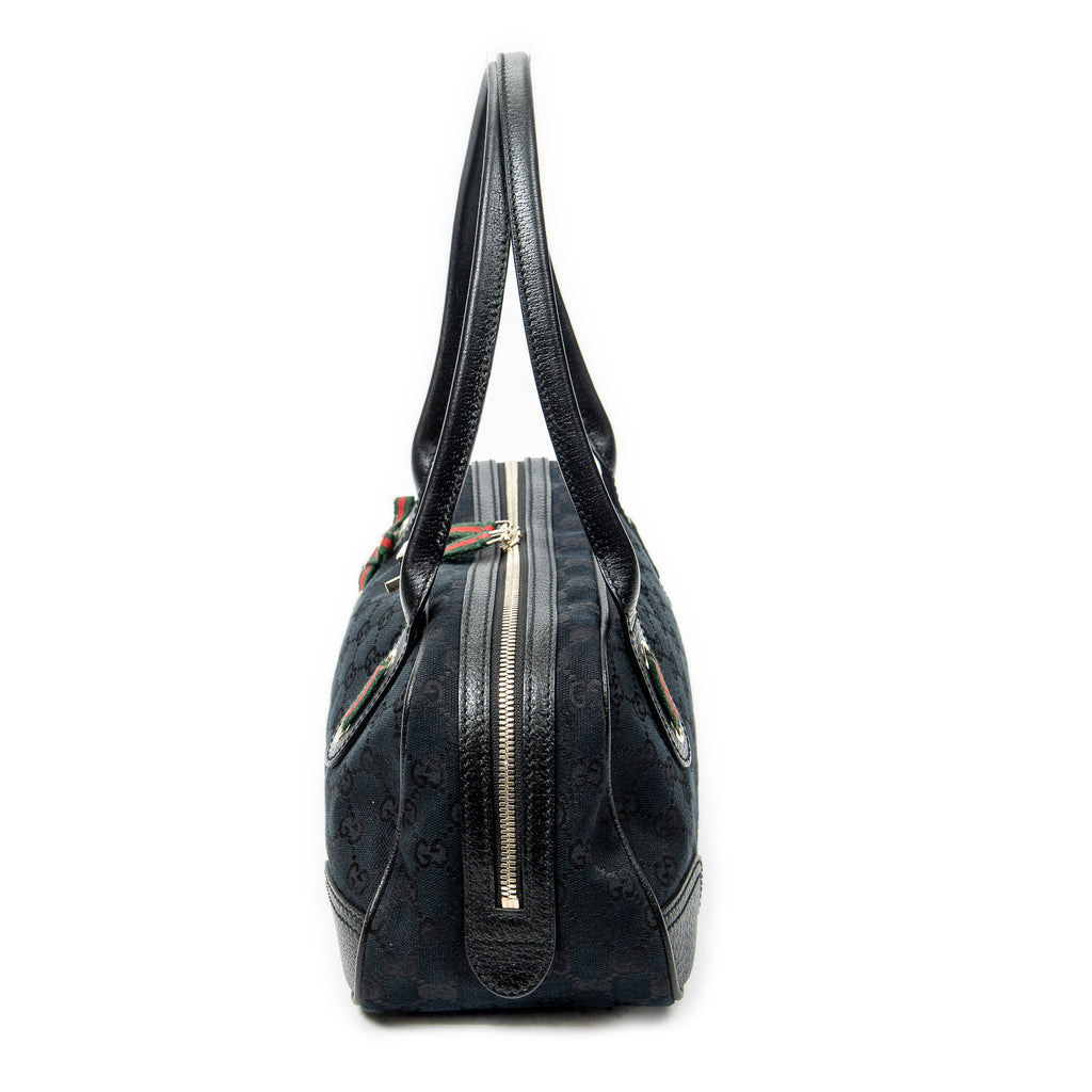 Shoulder Bag Web Princy Boston Black Monogrammed Canvas