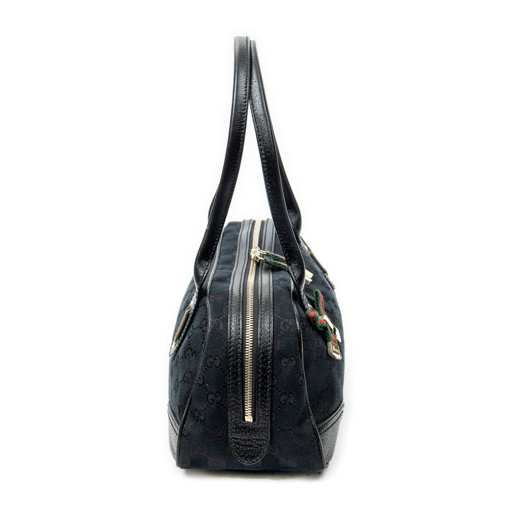Shoulder Bag Web Princy Boston Black Monogrammed Canvas