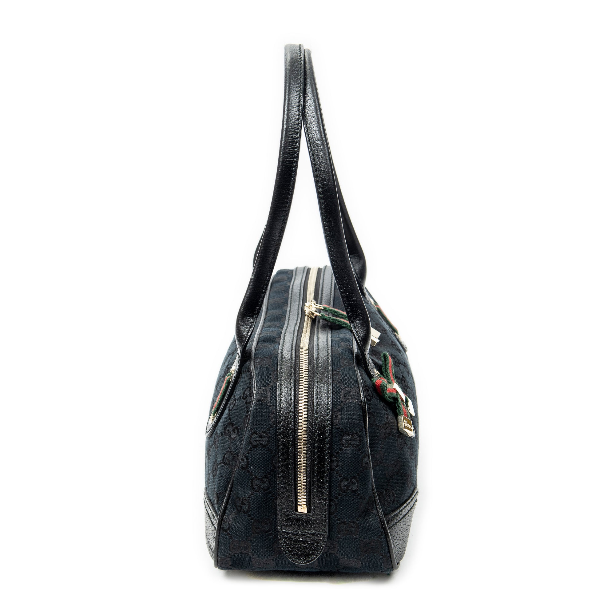 Shoulder Bag Web Princy Boston Black Monogrammed Canvas