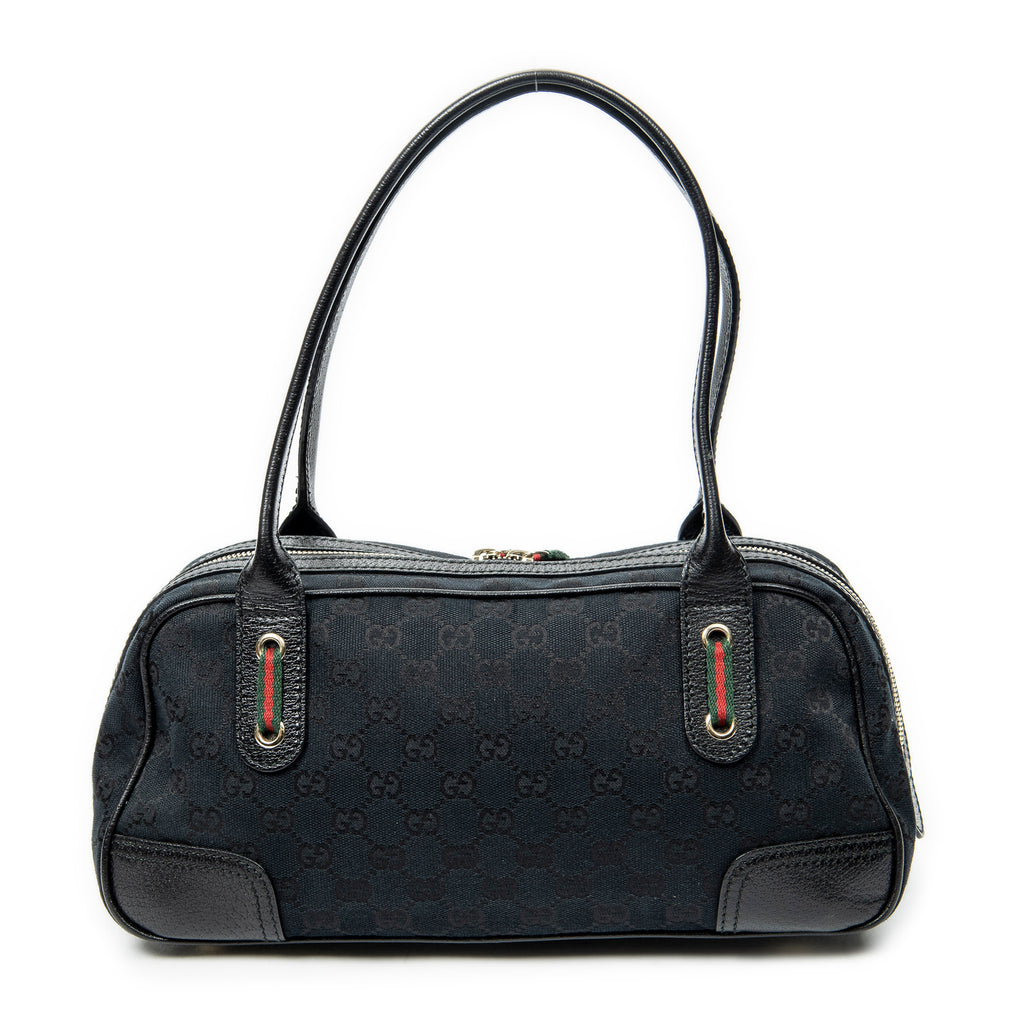 Shoulder Bag Web Princy Boston Black Monogrammed Canvas