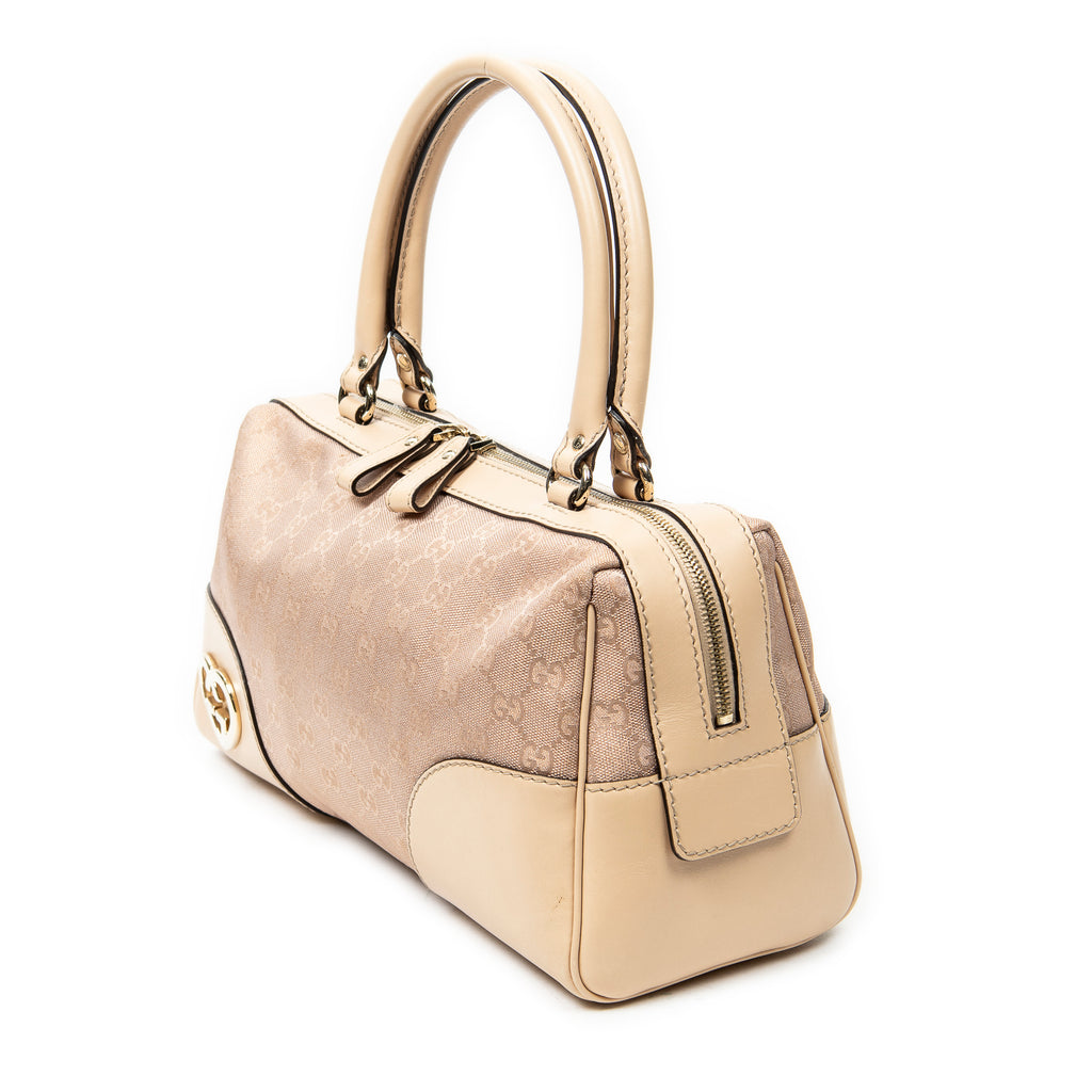 Handbag Lovely Heart Boston Light Pink Monogrammed Canvas