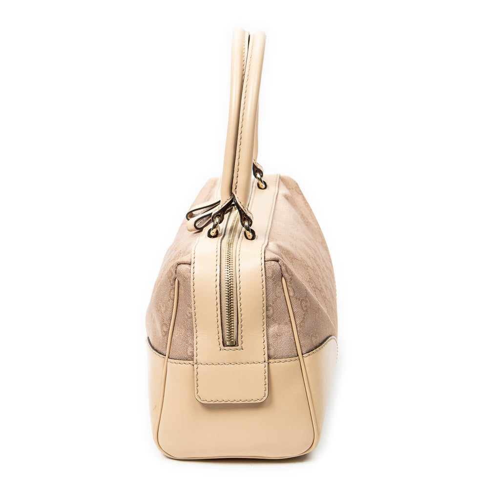 Handbag Lovely Heart Boston Light Pink Monogrammed Canvas