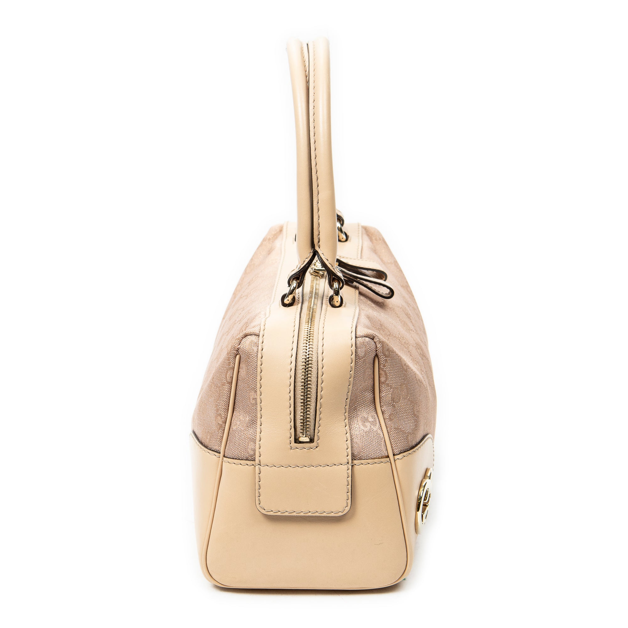 Handbag Lovely Heart Boston Light Pink Monogrammed Canvas