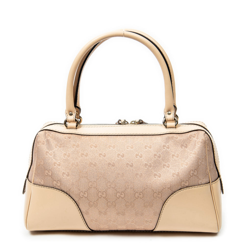 Handbag Lovely Heart Boston Light Pink Monogrammed Canvas