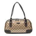 Shoulder Bag Web Princy Boston Brown Monogrammed Crystal Coated Canvas
