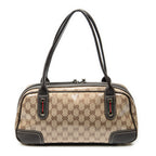 Shoulder Bag Web Princy Boston Brown Monogrammed Crystal Coated Canvas
