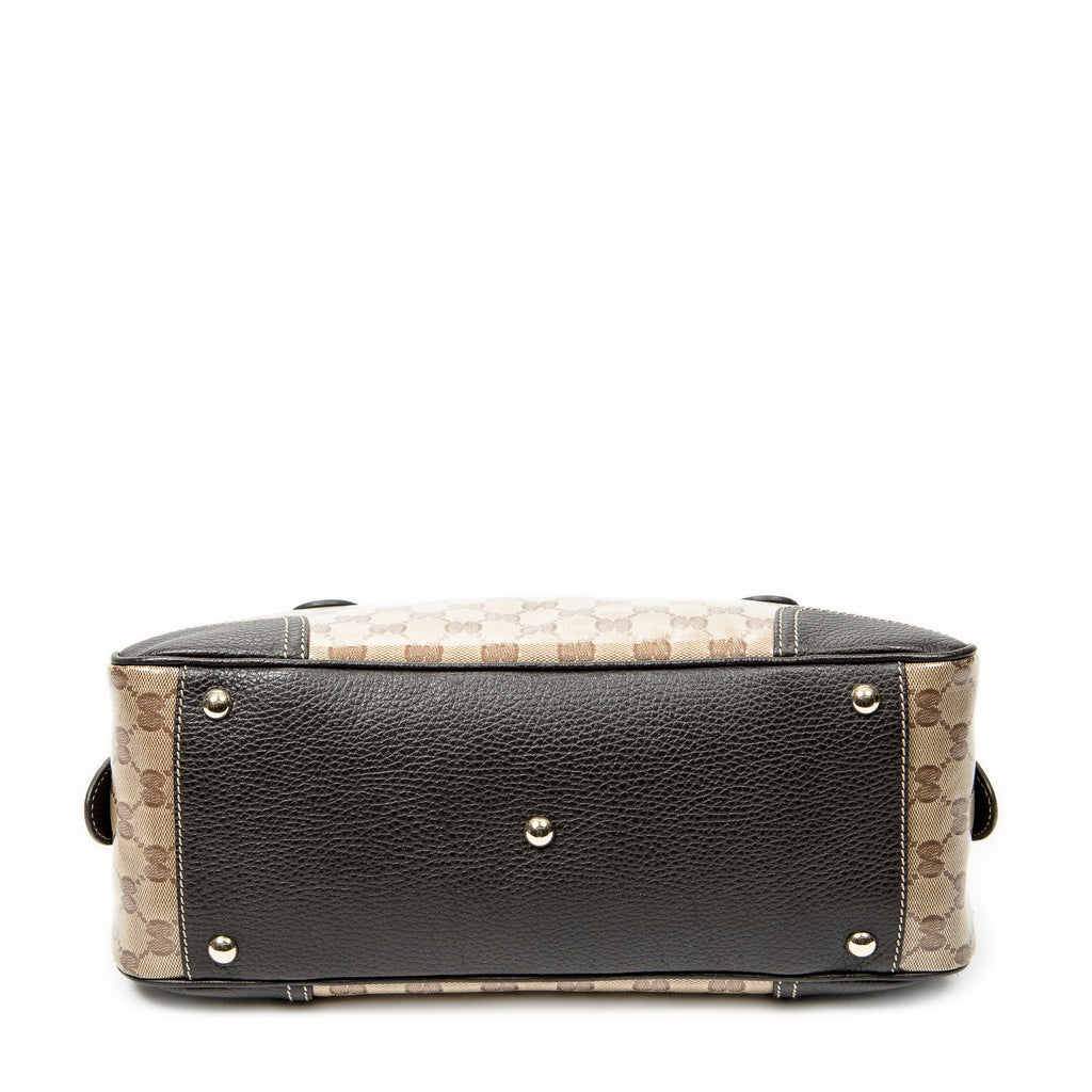 Shoulder Bag Web Princy Boston Brown Monogrammed Crystal Coated Canvas