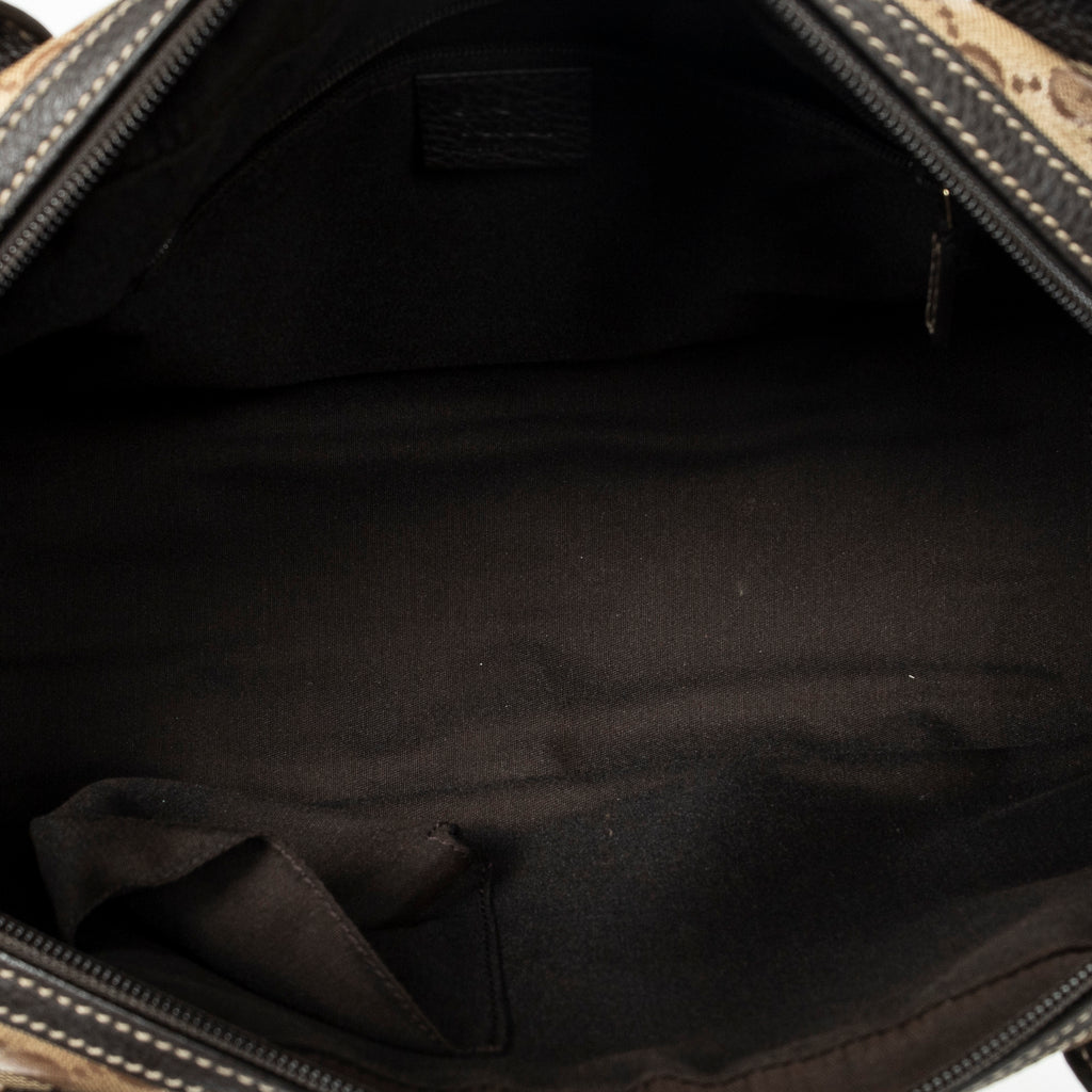 Shoulder Bag Web Princy Boston Brown Monogrammed Crystal Coated Canvas