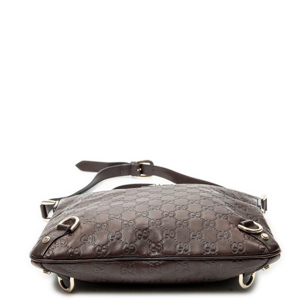 Bolso de Hombro Abbey Bandolera Cuero Guccissima Marrón Oscuro