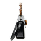 Shoulder Bag Medium Bamboo Top Handle Flap Black Smooth Calfskin Leather