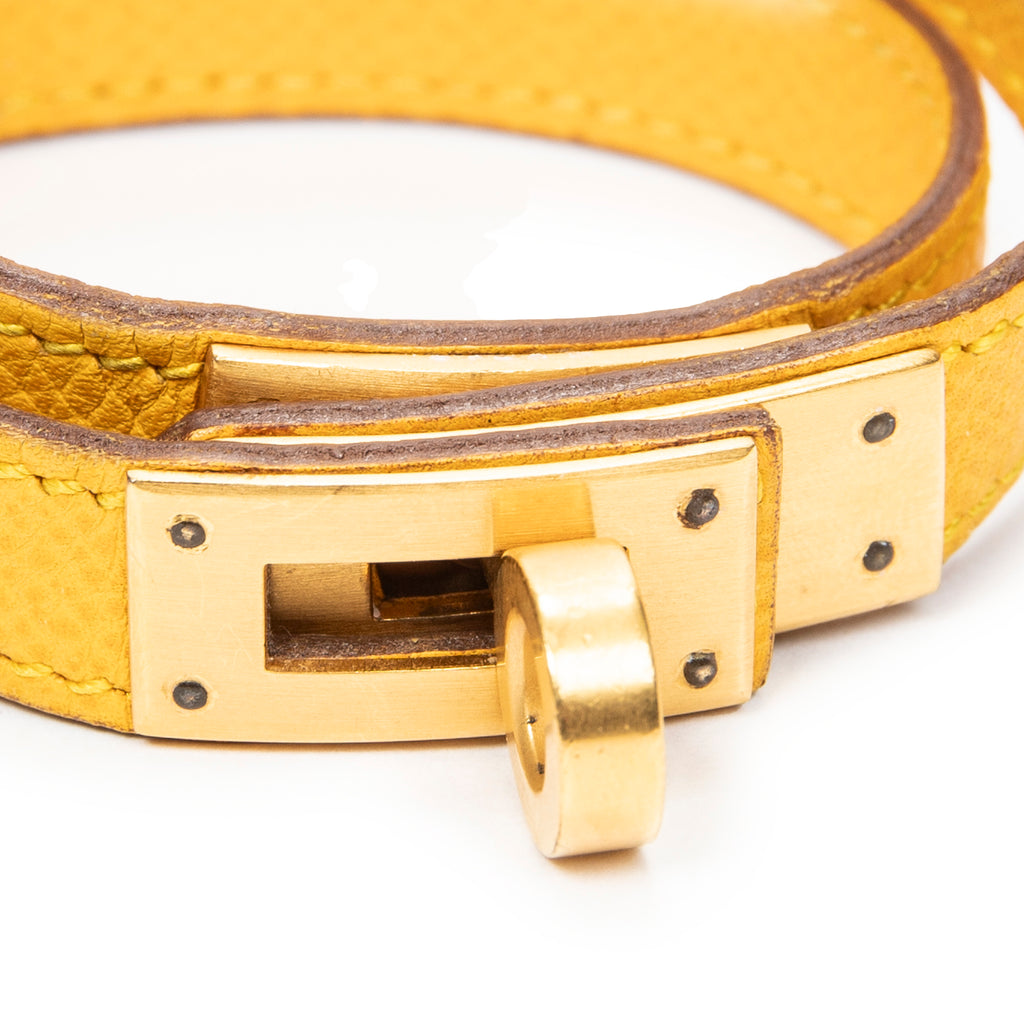 Bracelet Kelly Double Tour Bracelet Yellow Courchevel Leather