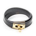 Bracelet Kelly Double Tour Bracelet Black Box Leather