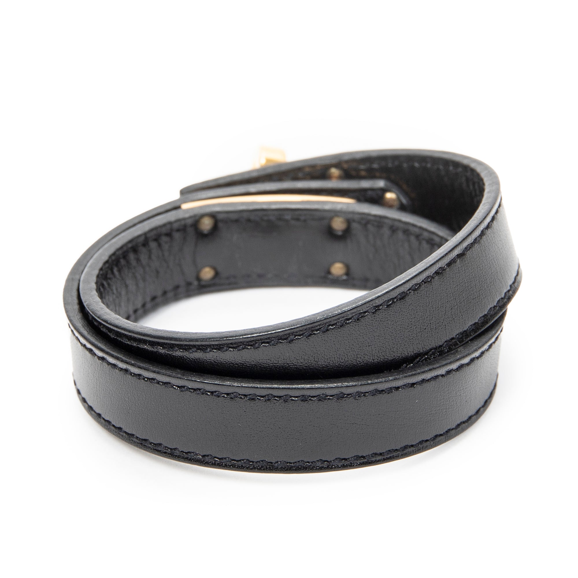 Bracelet Kelly Double Tour Bracelet Black Box Leather