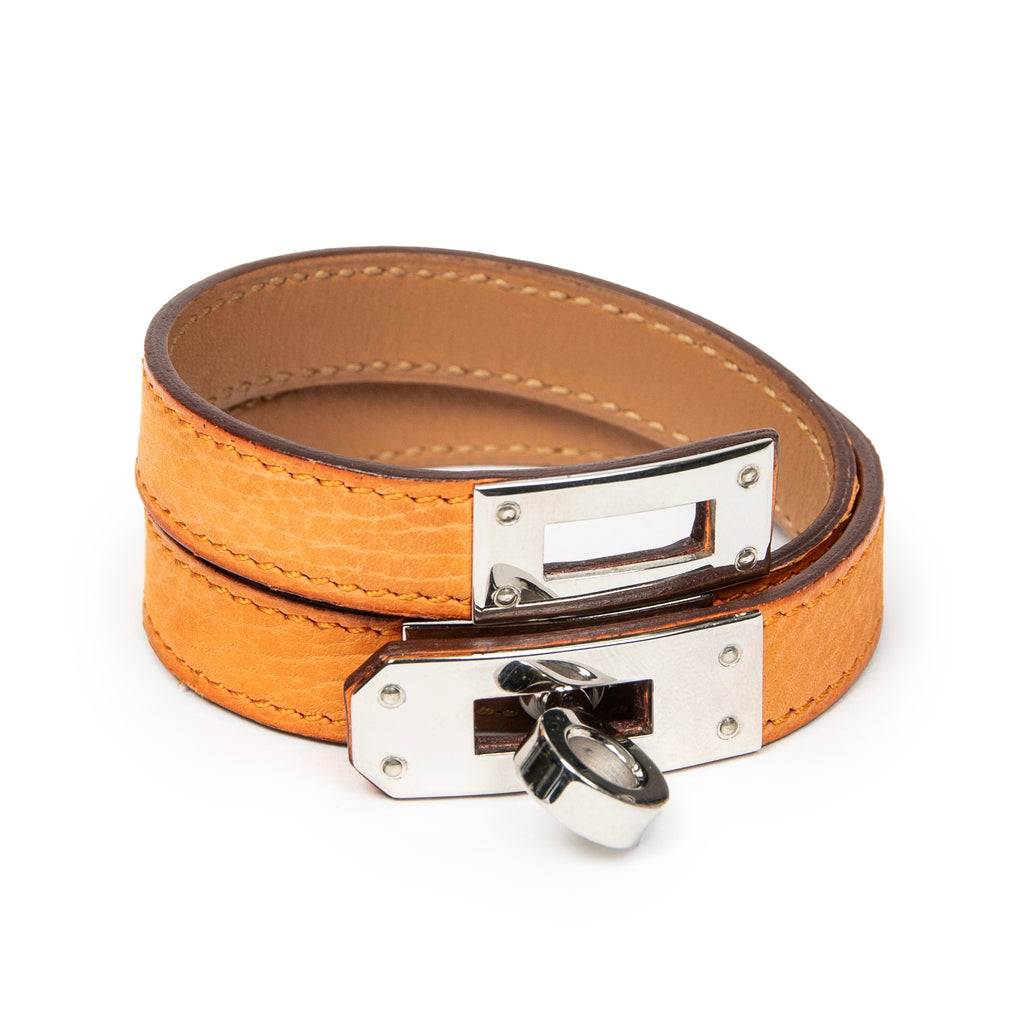 Bracelet Kelly Double Tour Bracelet Orange Barenia Leather