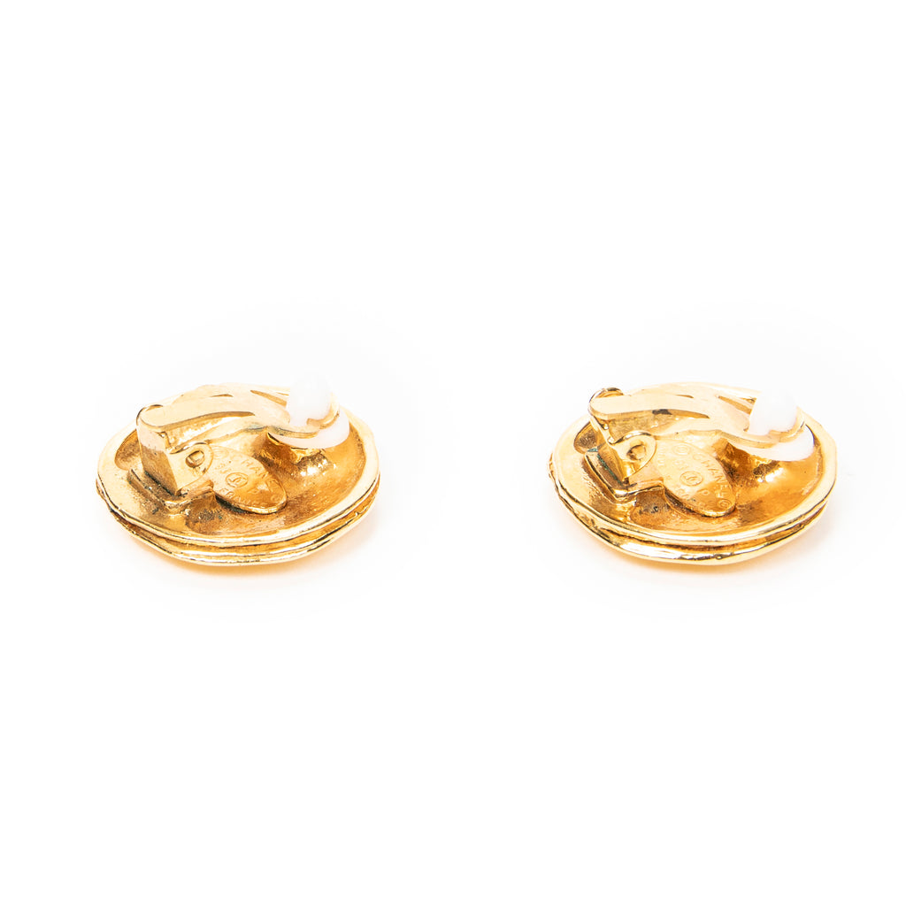 Earrings CC Round Clip On Earrings Gold Gold Plated