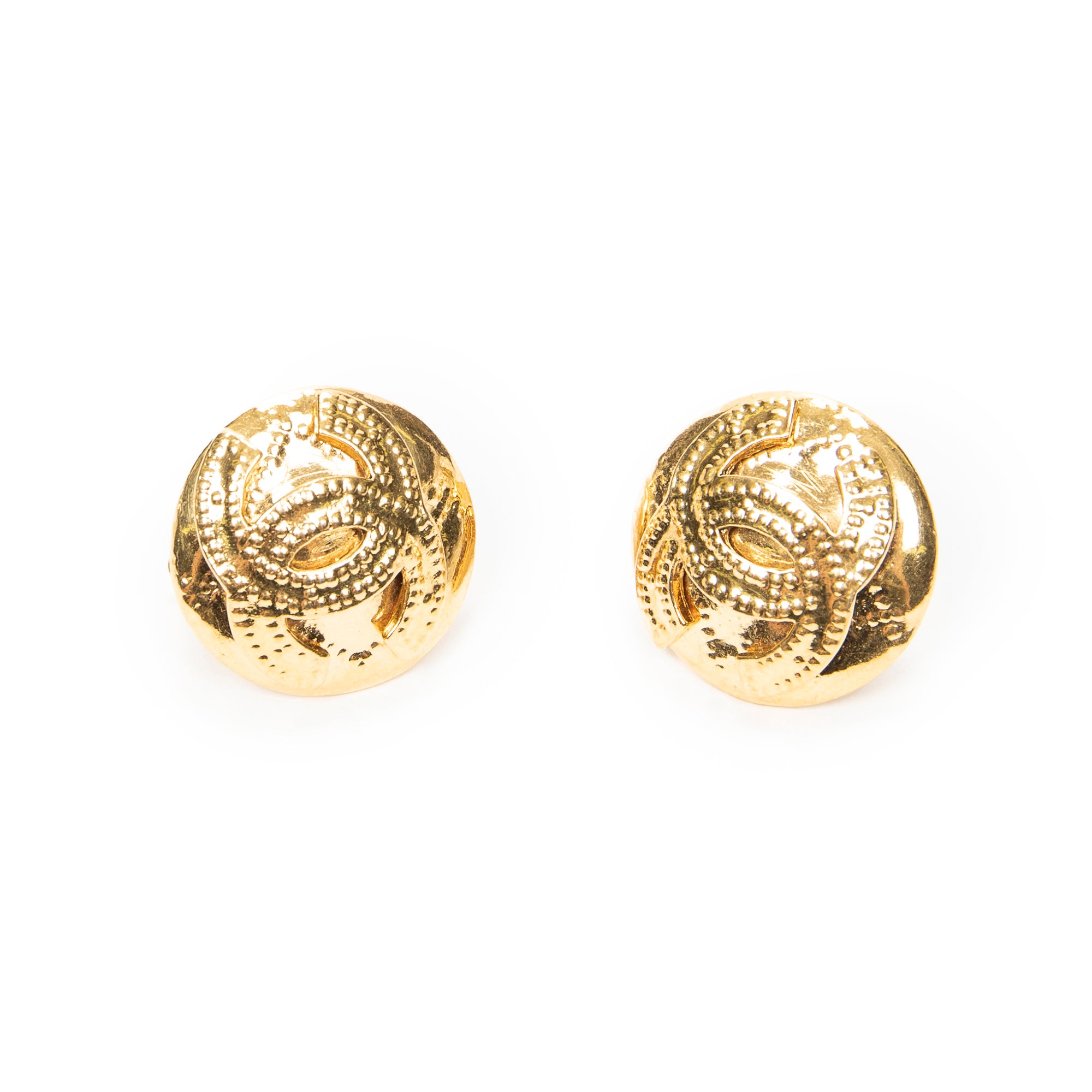Earrings CC Round Clip On Earrings Gold Gold Plated