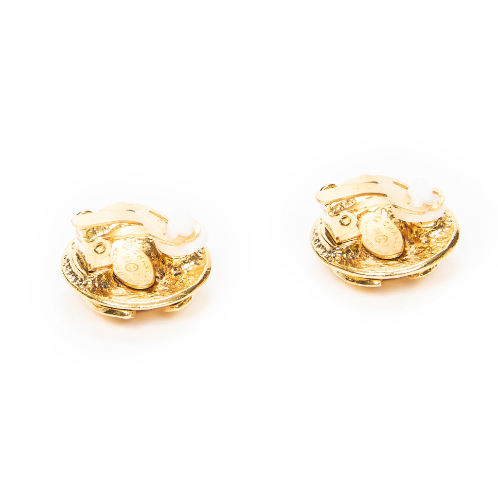 Earrings CC Round Clip On Earrings Gold Gold Plated